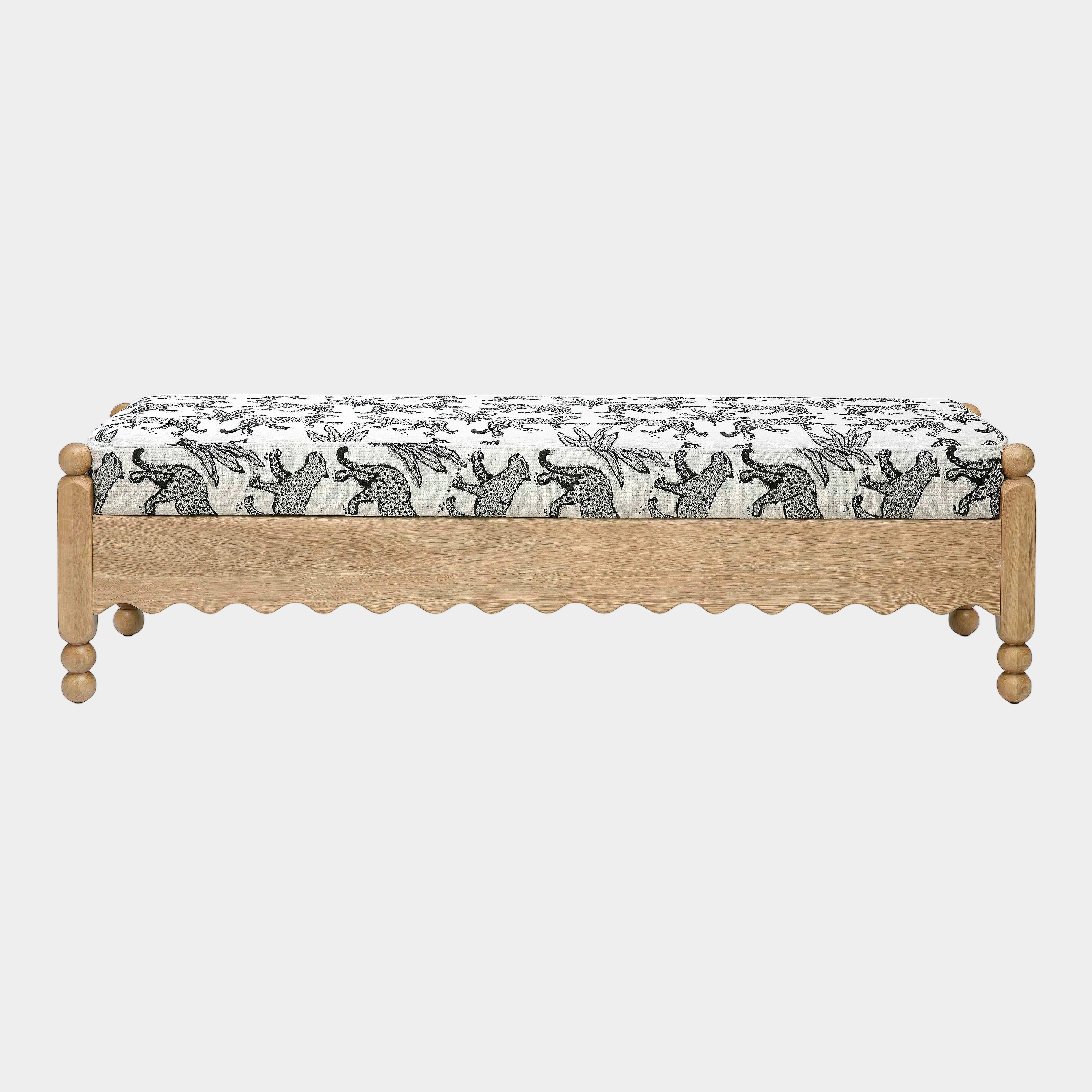 Thelma 56" Leopard Performance Jacquard Fabric Bench