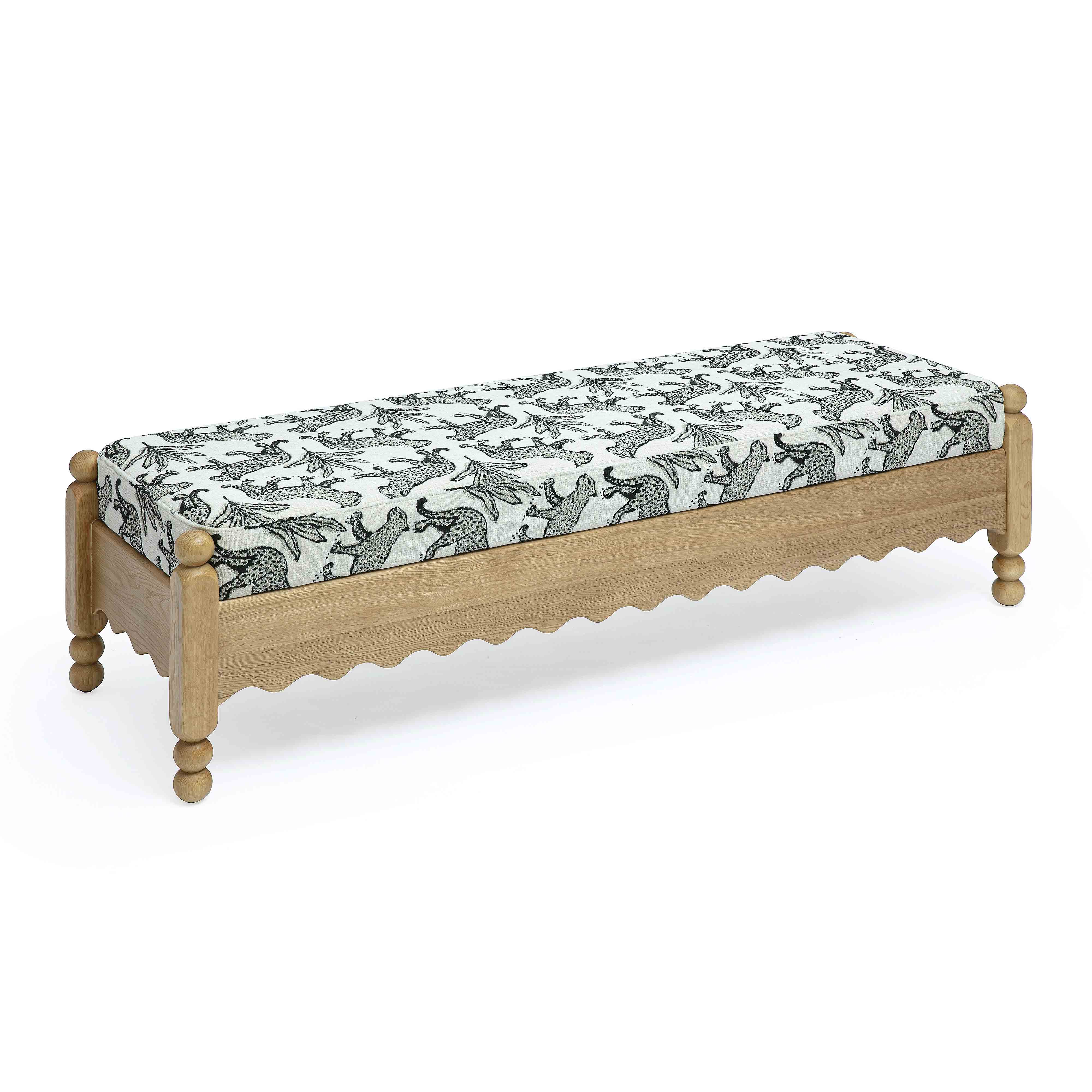 Thelma 56" Leopard Performance Jacquard Fabric Bench
