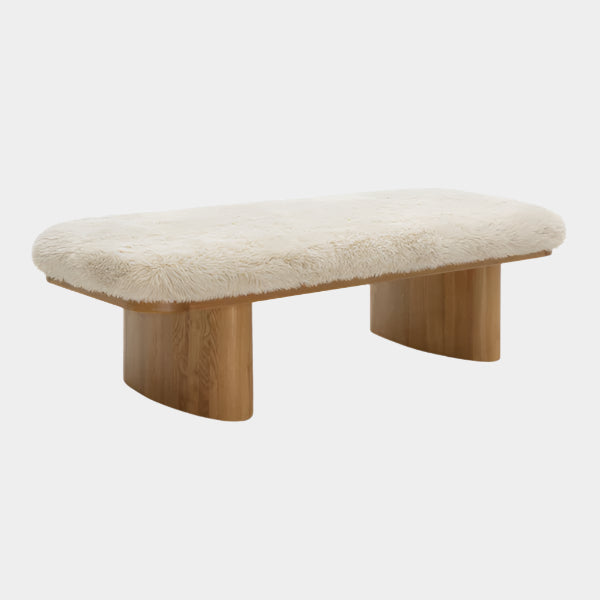 Ollie Natural Straight Vegan Shearling Large Bench