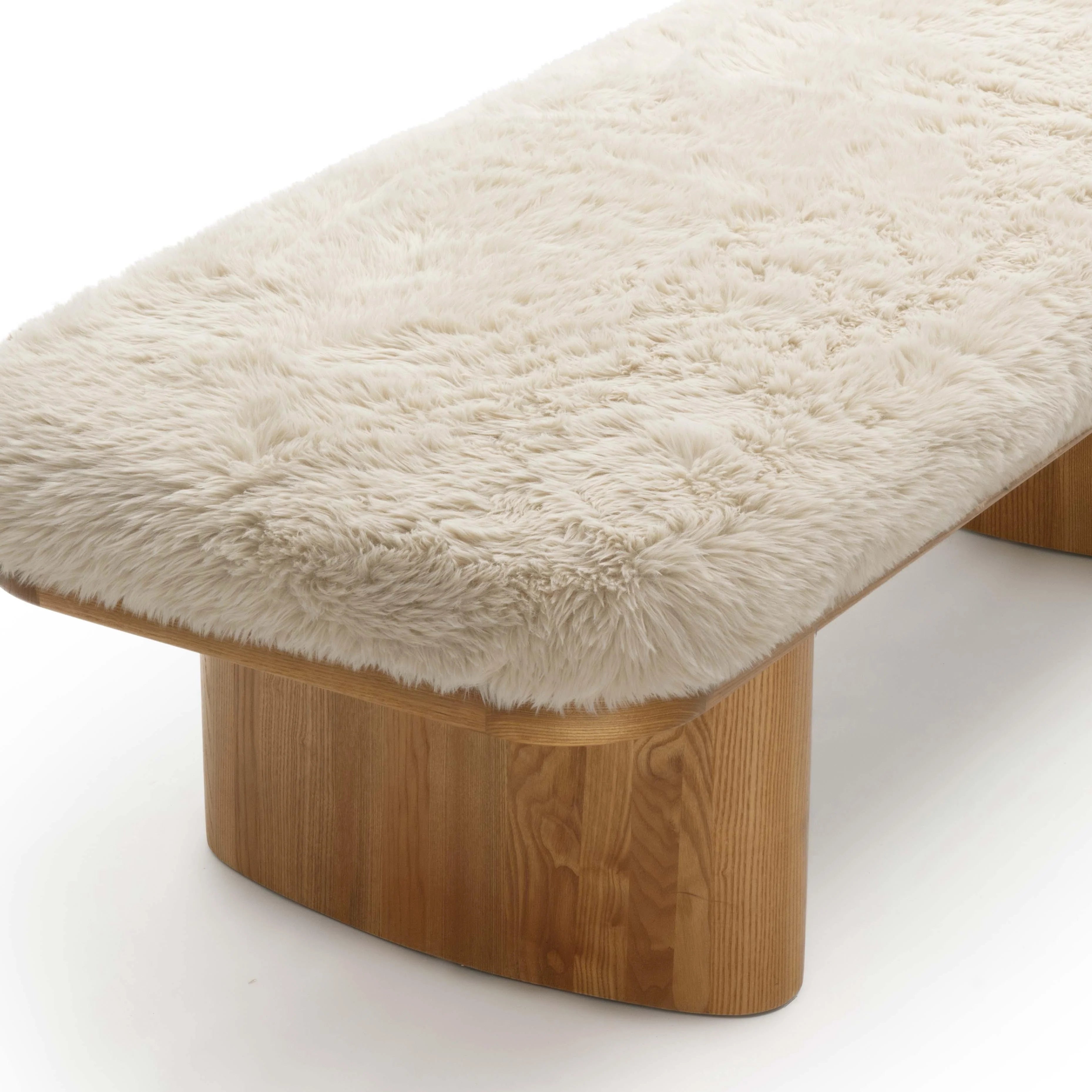 Ollie 56.5" Contract-Grade Straight Vegan Shearling Large Bench