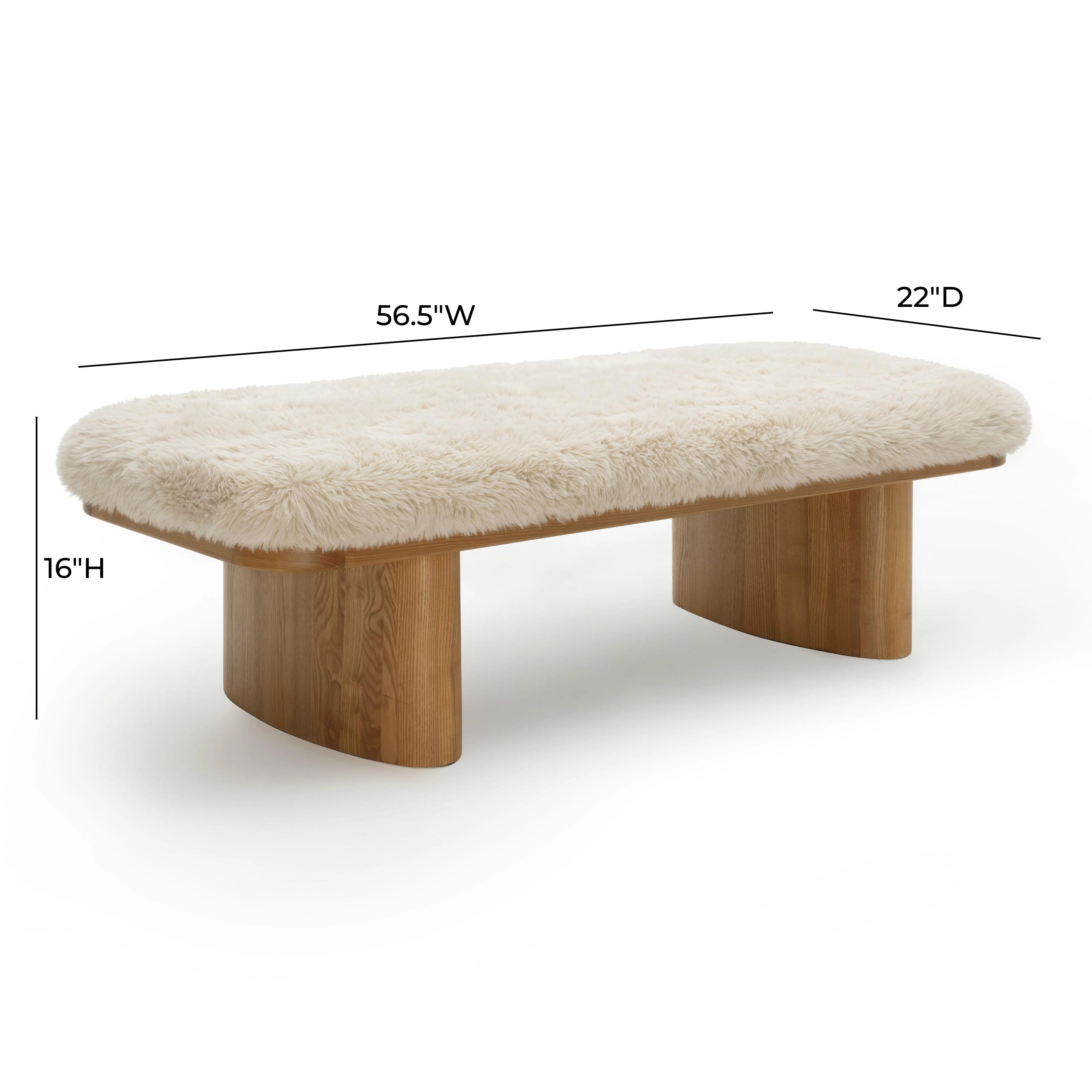 Ollie 56.5" Contract-Grade Straight Vegan Shearling Large Bench