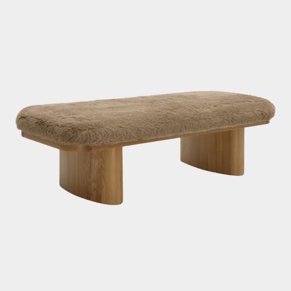 Ollie Taupe Straight Vegan Shearling Large Bench