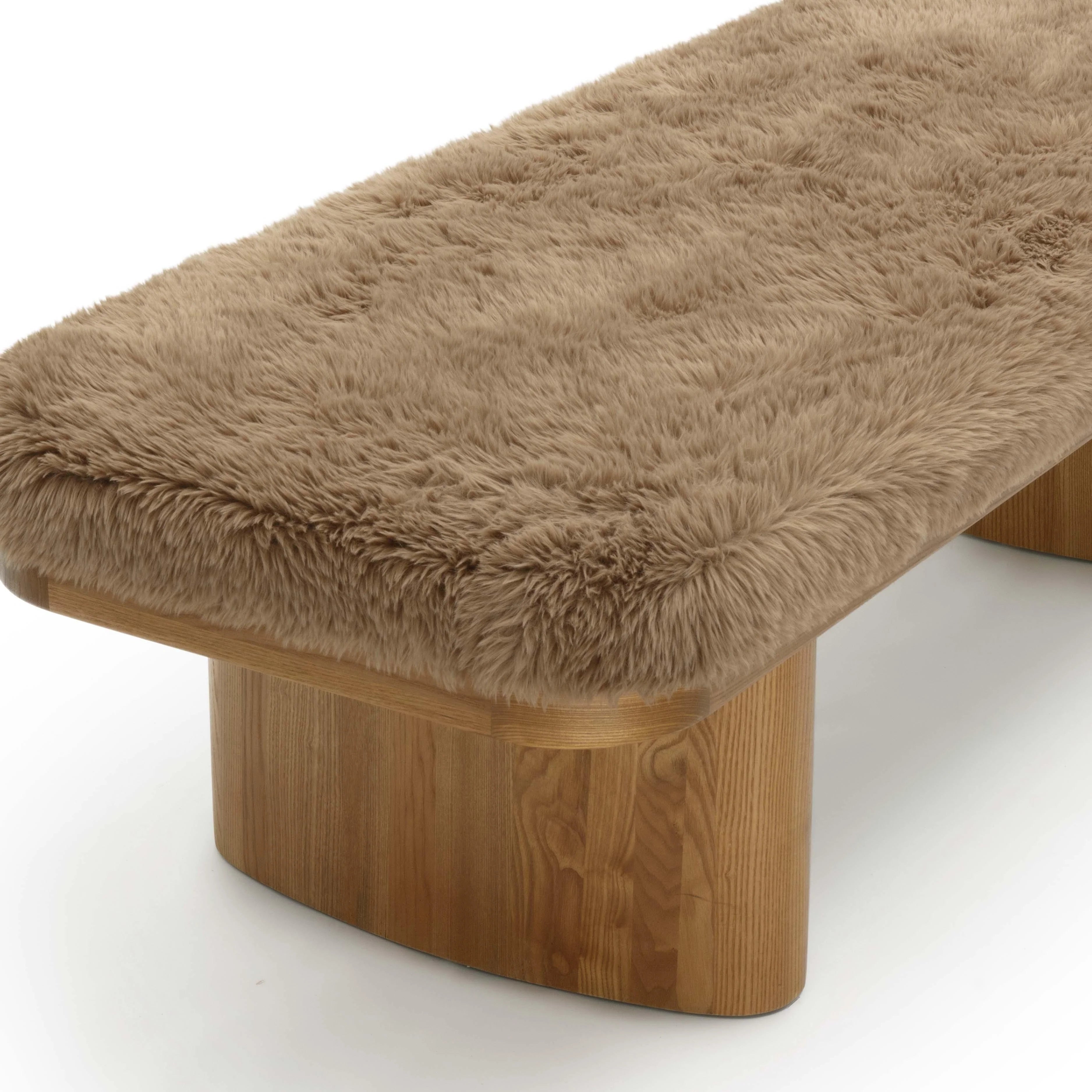 Ollie 56.5" Contract-Grade Straight Vegan Shearling Large Bench