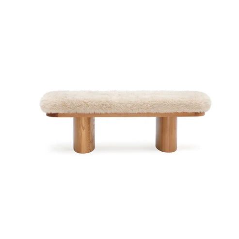 Ollie 48" Contract-Grade Straight Vegan Shearling Bench