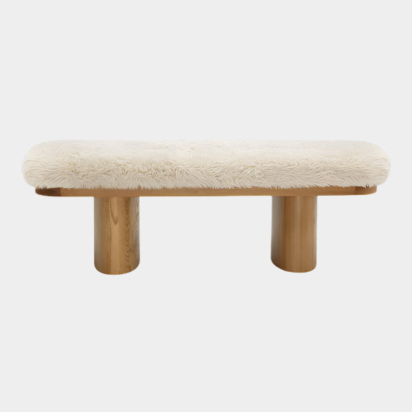Ollie Natural Straight Vegan Shearling Bench