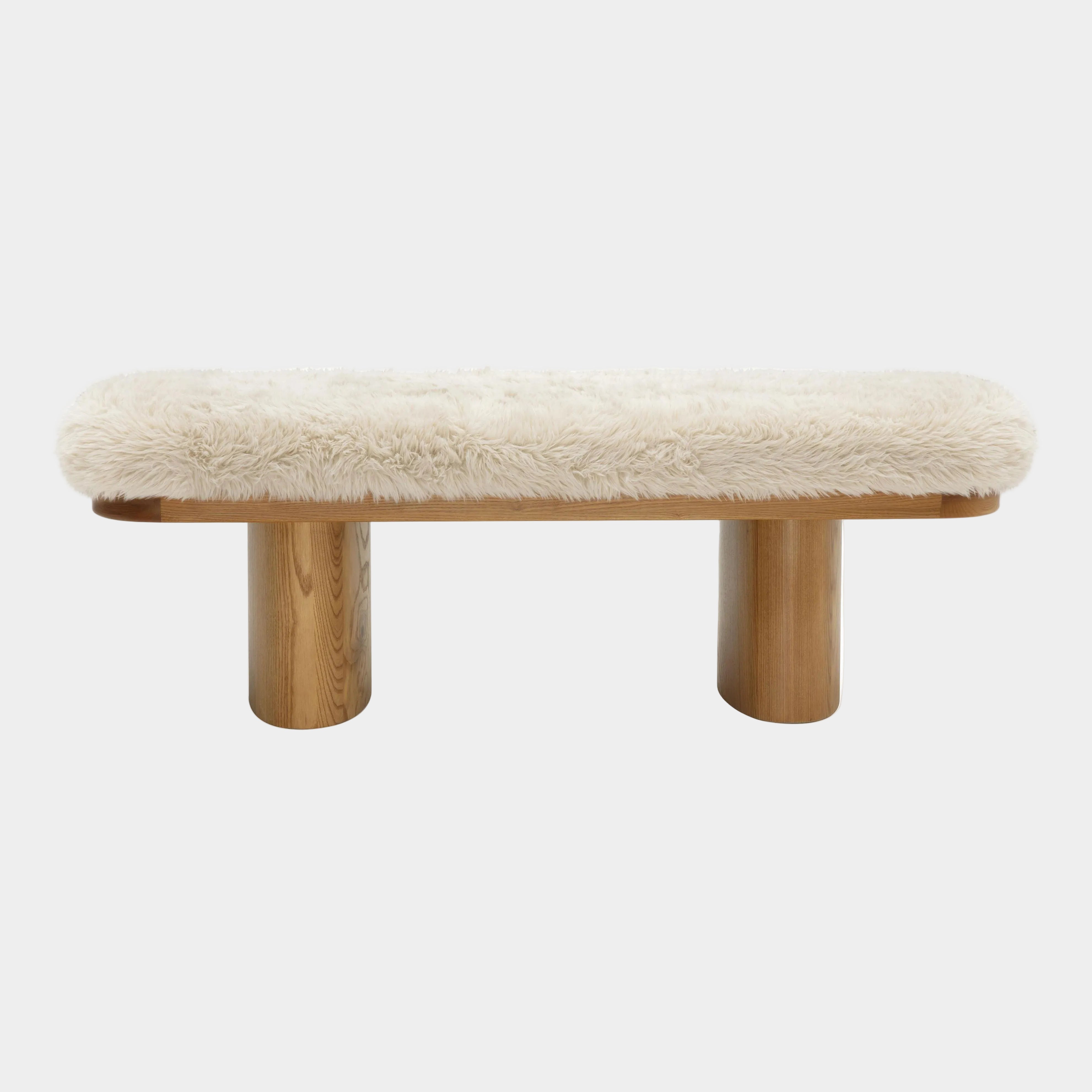 Ollie 48" Contract-Grade Straight Vegan Shearling Bench