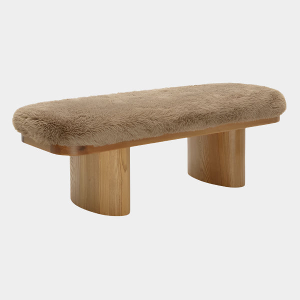 Ollie Taupe Straight Vegan Shearling Bench