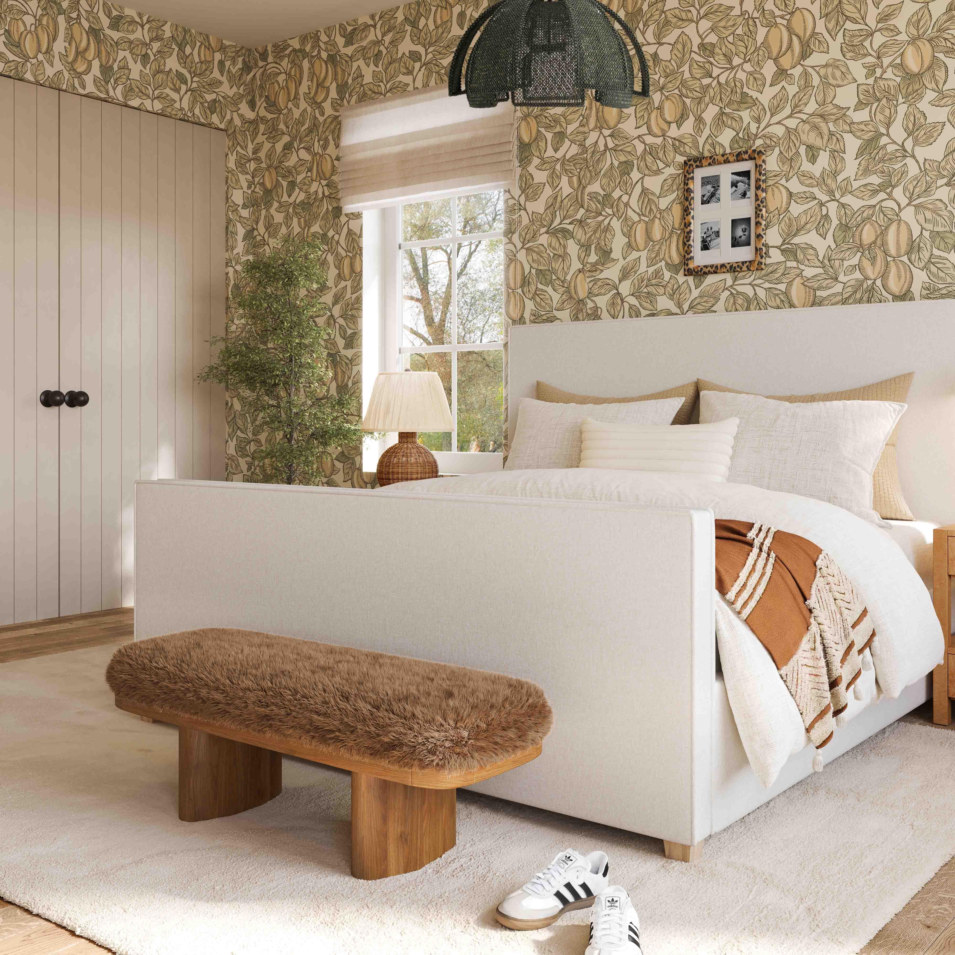 Ollie 48" Contract-Grade Straight Vegan Shearling Bench