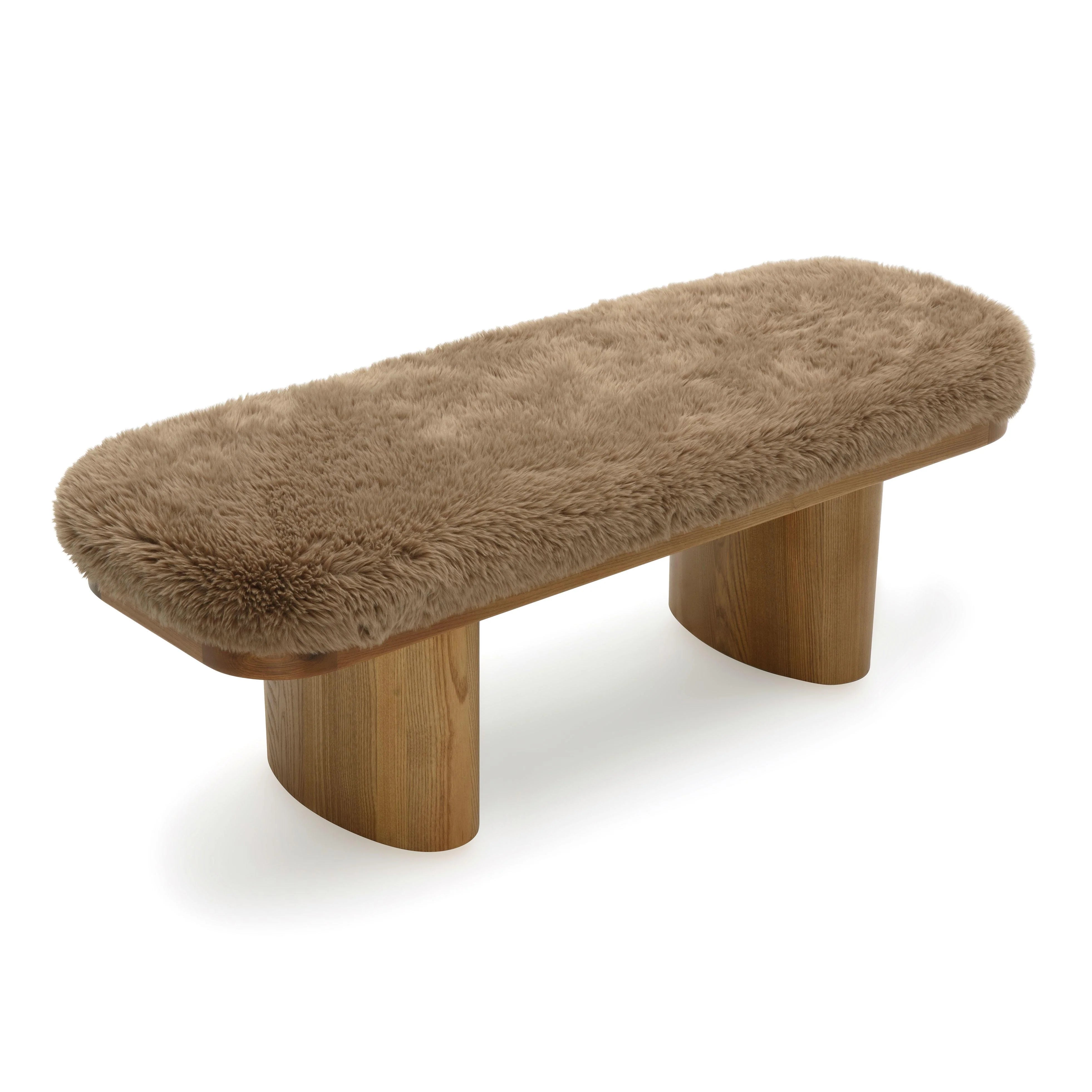 Ollie 48" Contract-Grade Straight Vegan Shearling Bench