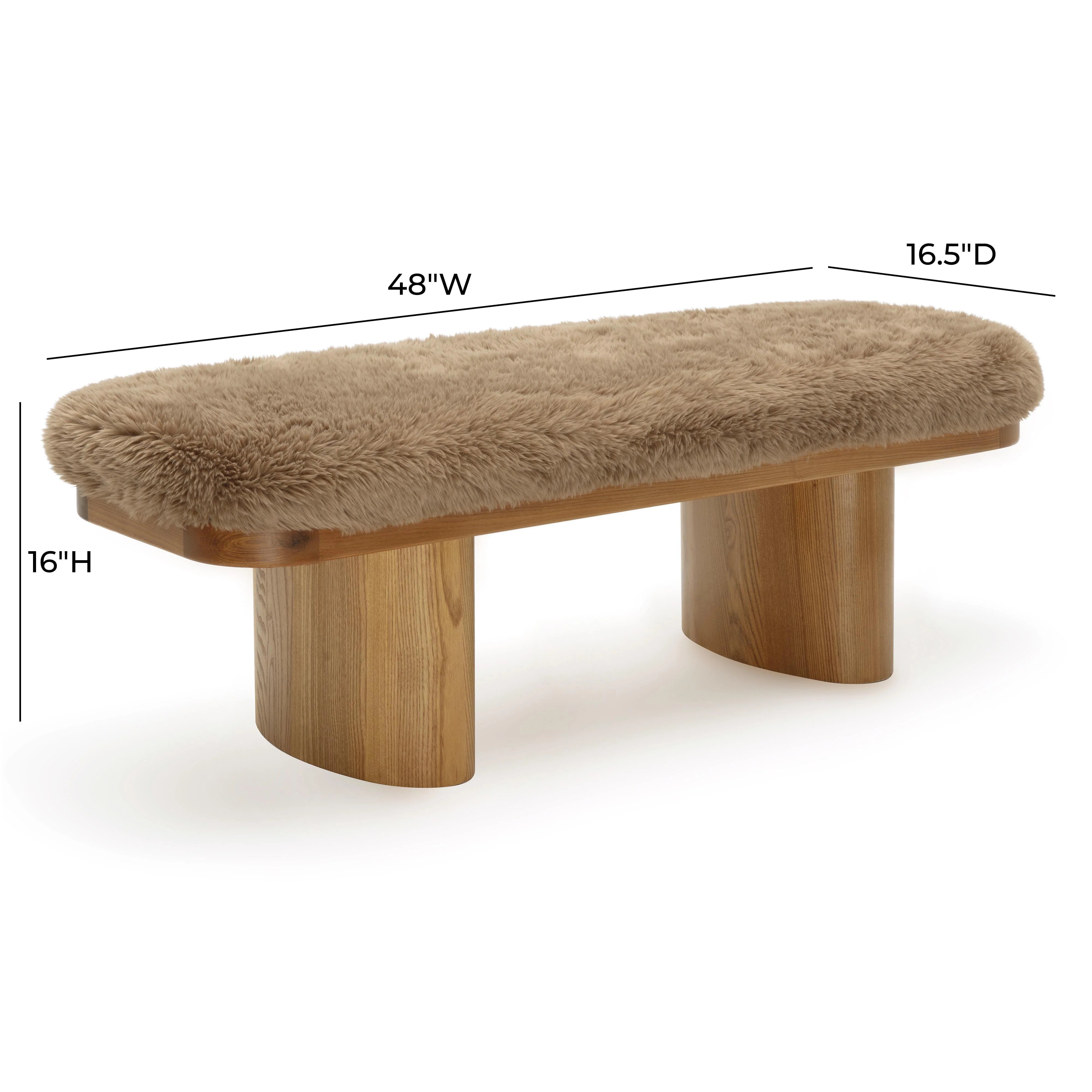 Ollie 48" Contract-Grade Straight Vegan Shearling Bench