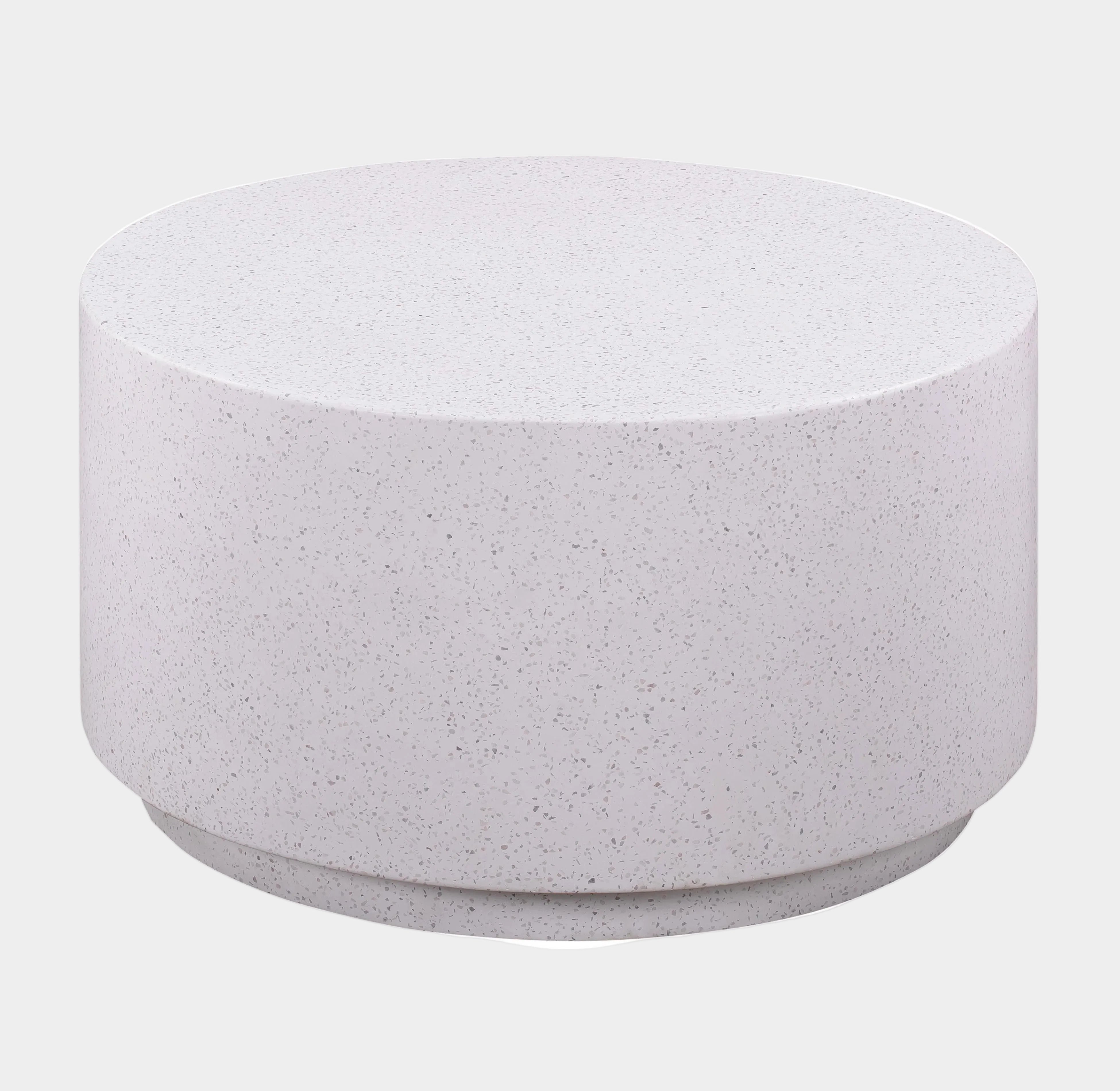 Terrazzo 27.5" Light Speckled Concrete Round Coffee Table