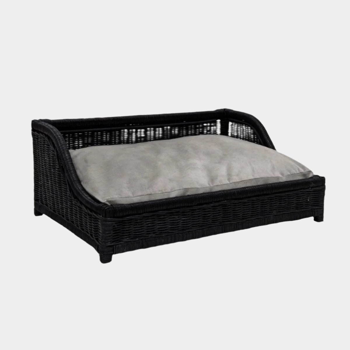 Lit pour petit animal de compagnie en rotin noir Poppy