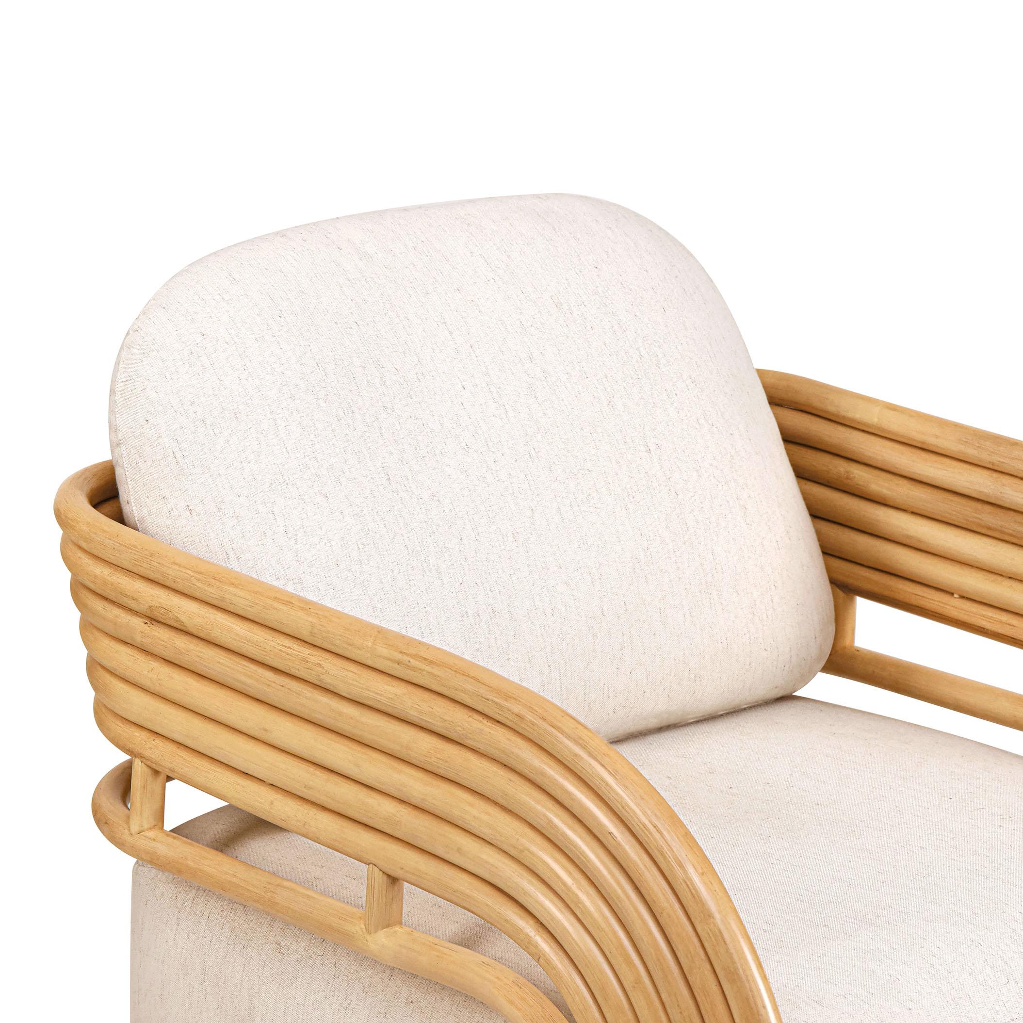 Lauretta Cream Performance Fabric and Natural Rattan Accent Chair