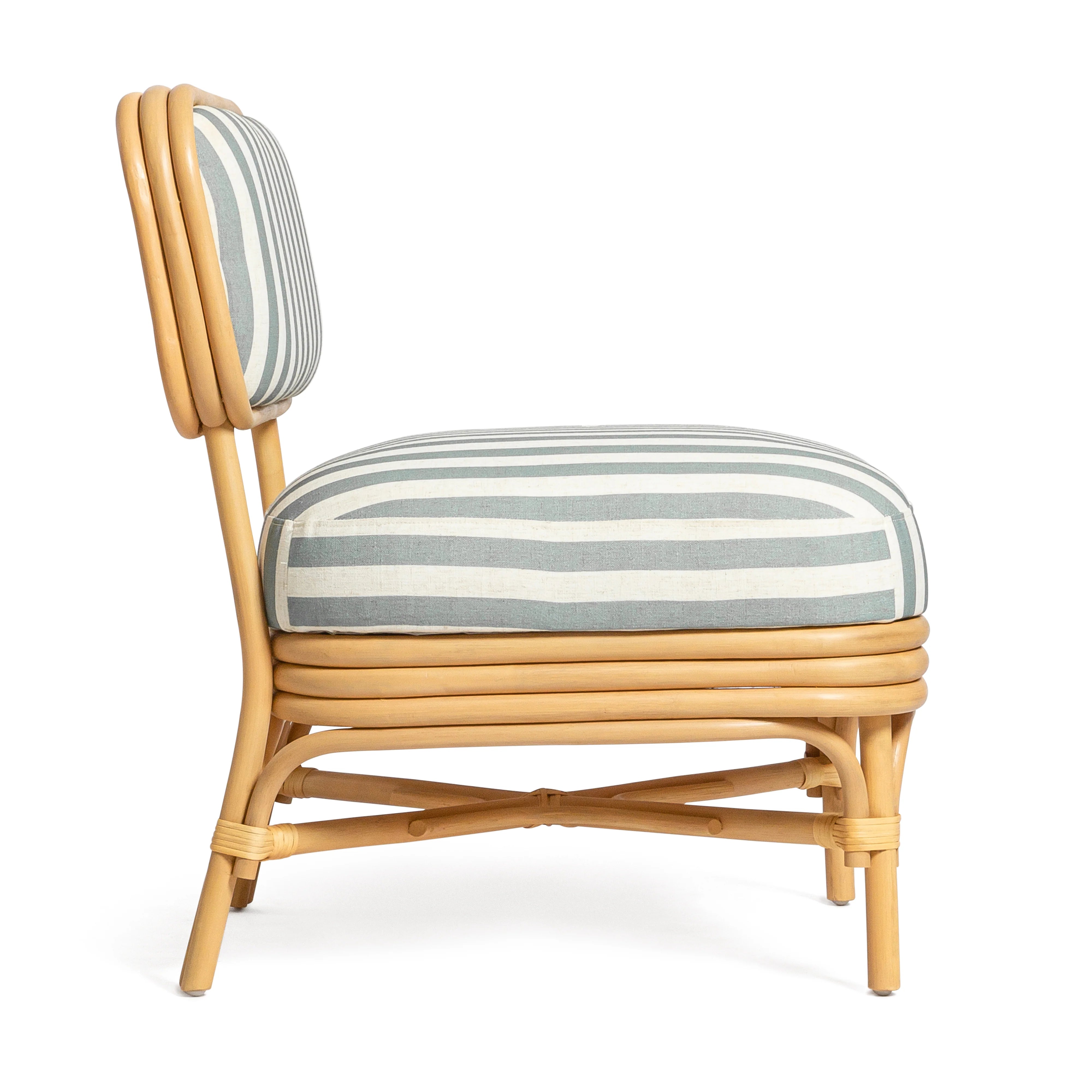 Dorine Striped Performance Linen & Rattan Accent Chair