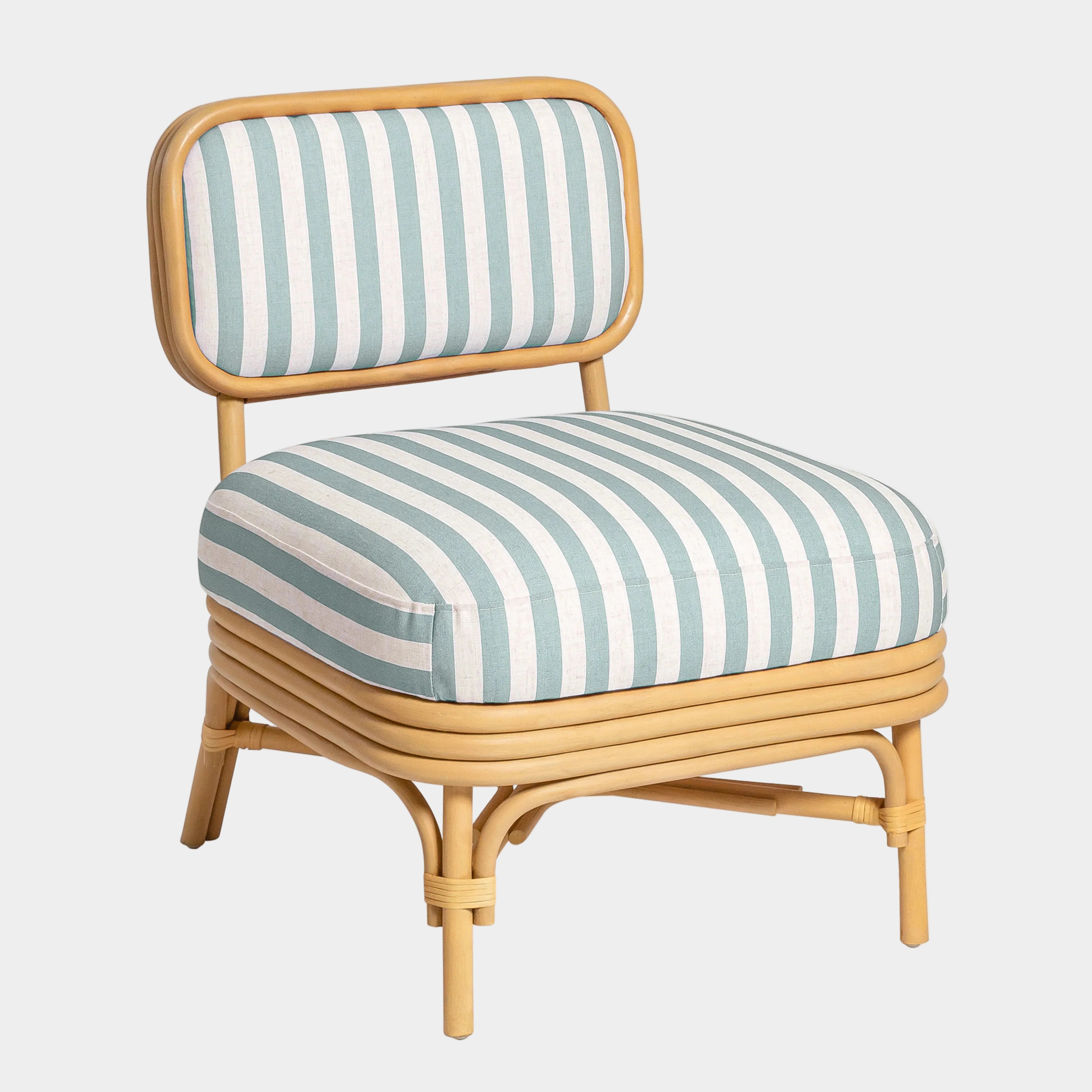 Dorine Striped Performance Linen & Rattan Accent Chair