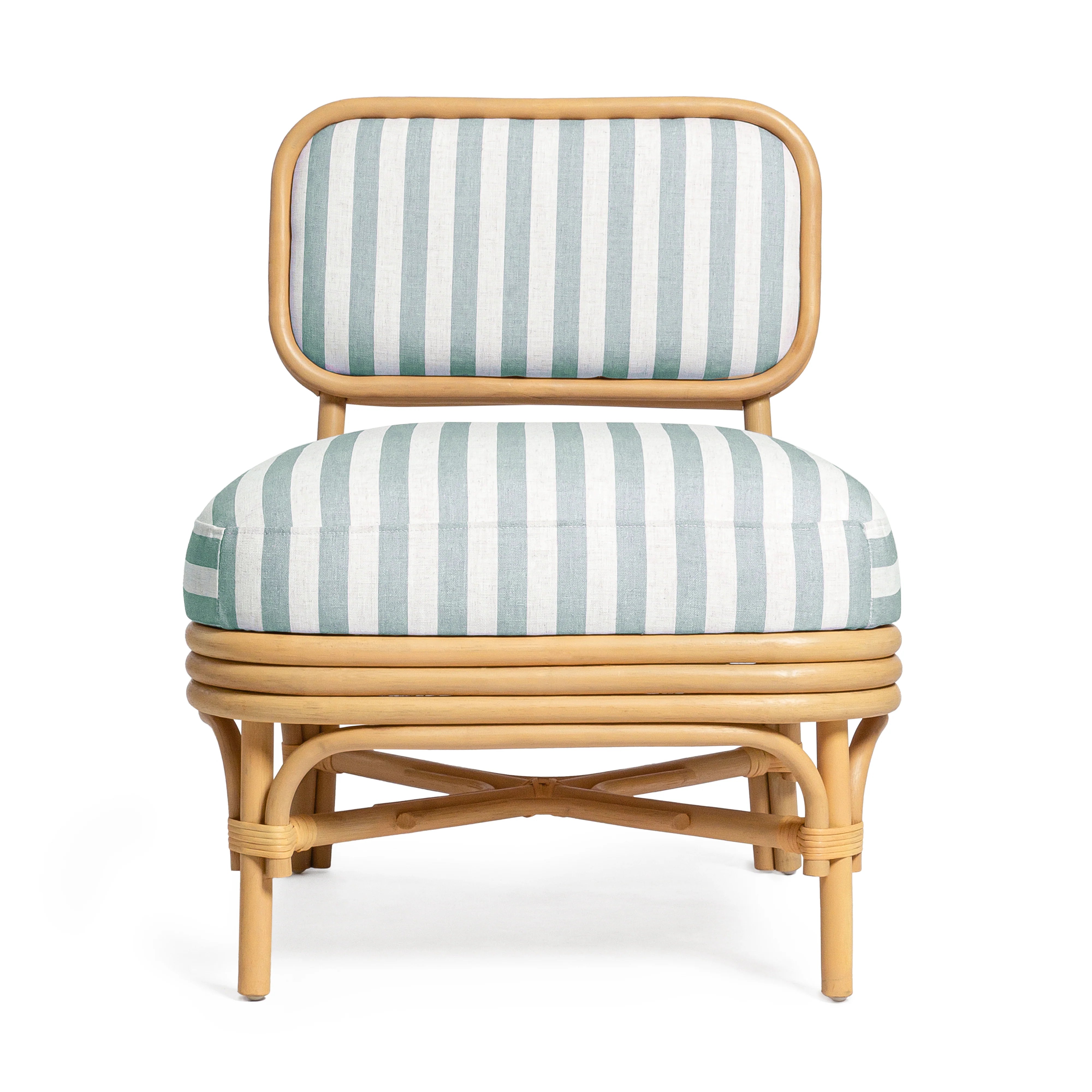 Dorine Striped Performance Linen & Rattan Accent Chair