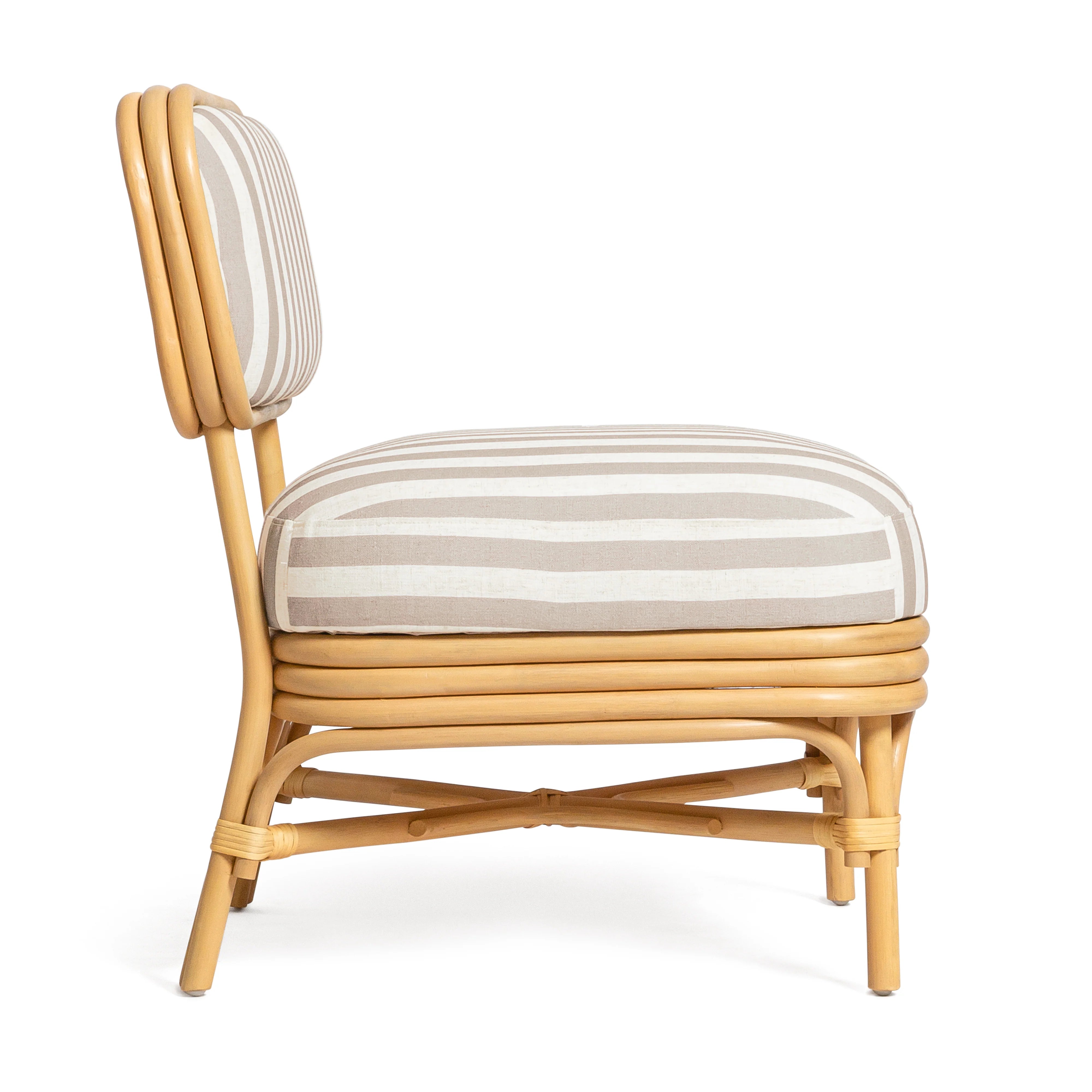 Dorine Striped Performance Linen & Rattan Accent Chair