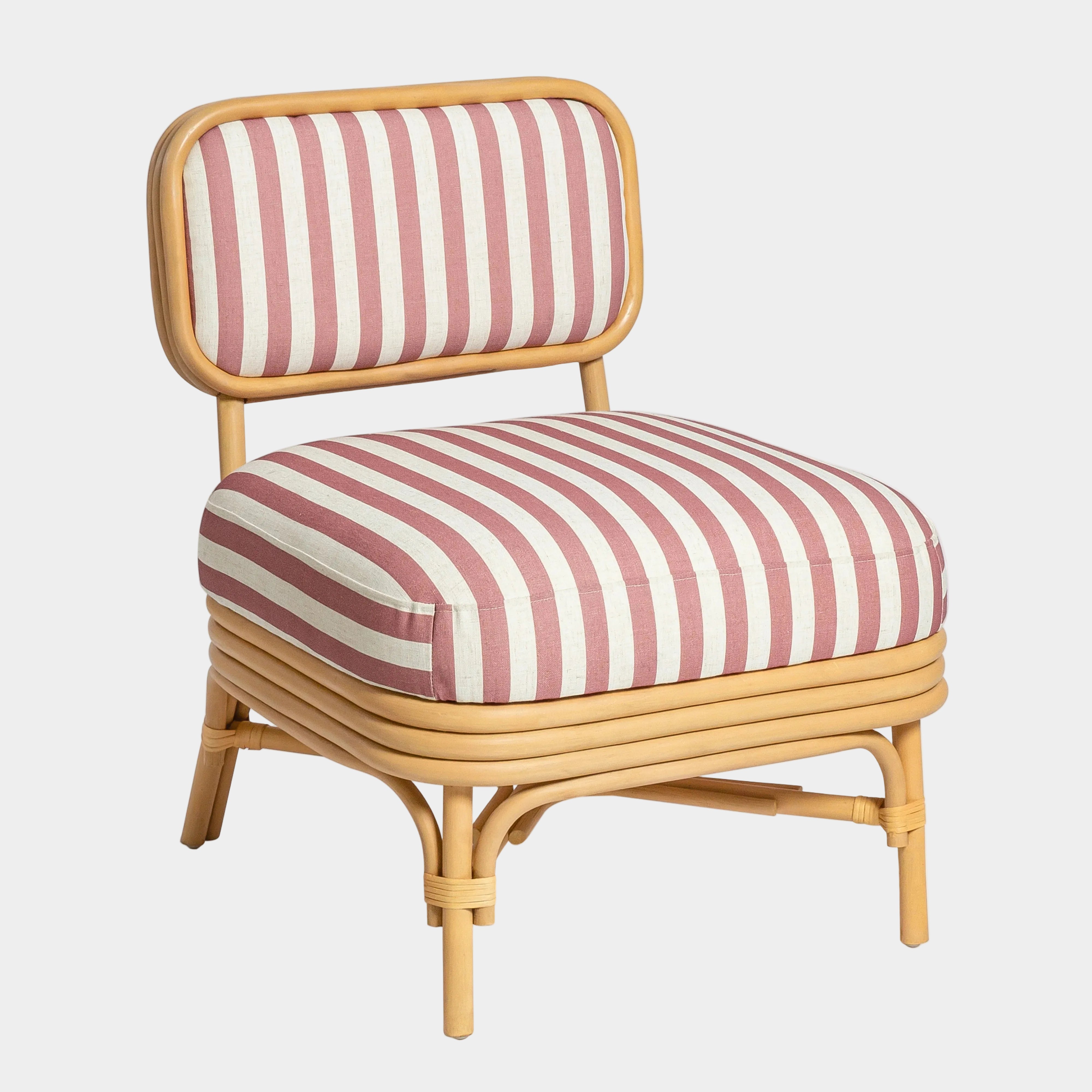 Dorine Striped Performance Linen & Rattan Accent Chair