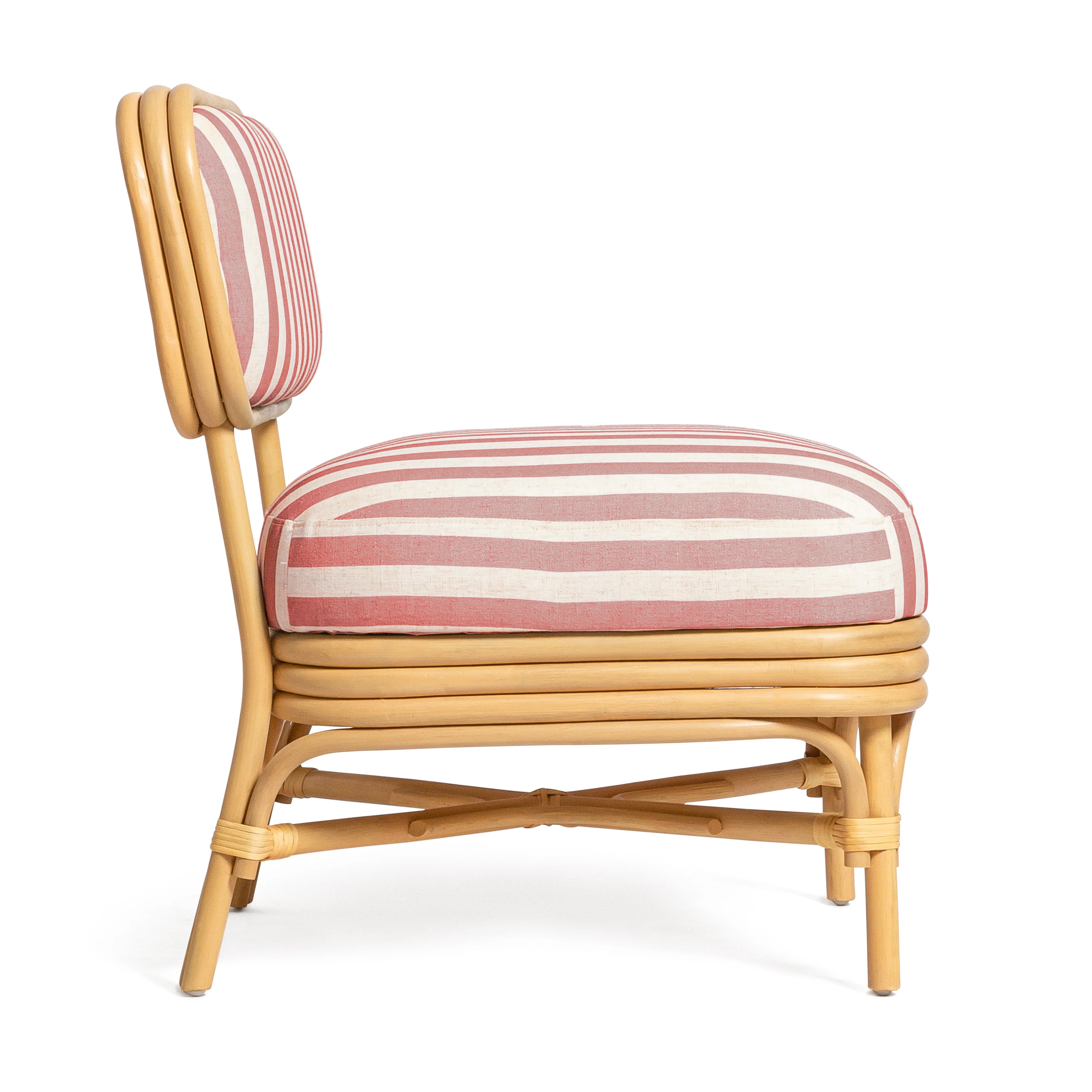 Dorine Striped Performance Linen & Rattan Accent Chair