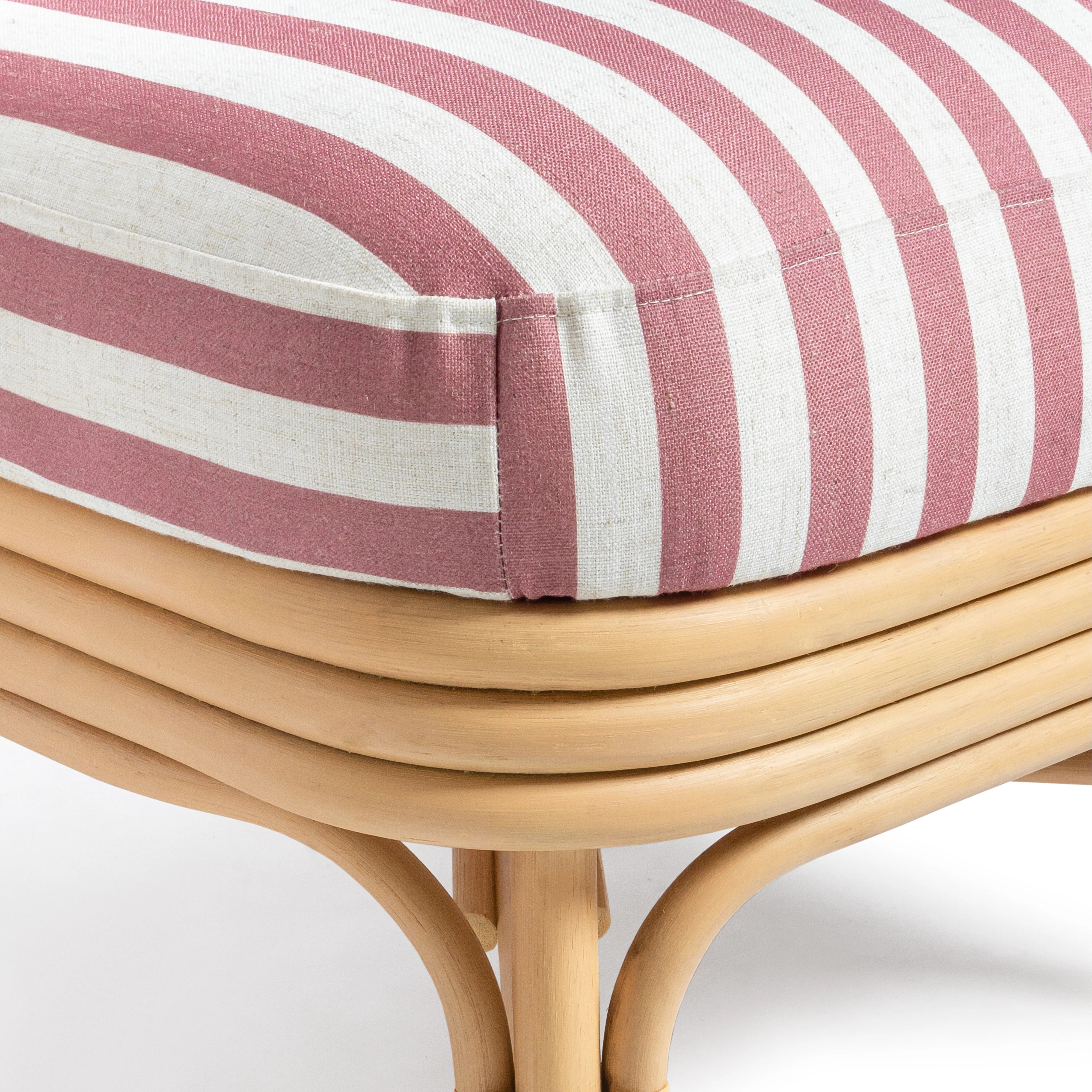 Dorine Striped Performance Linen & Rattan Accent Chair
