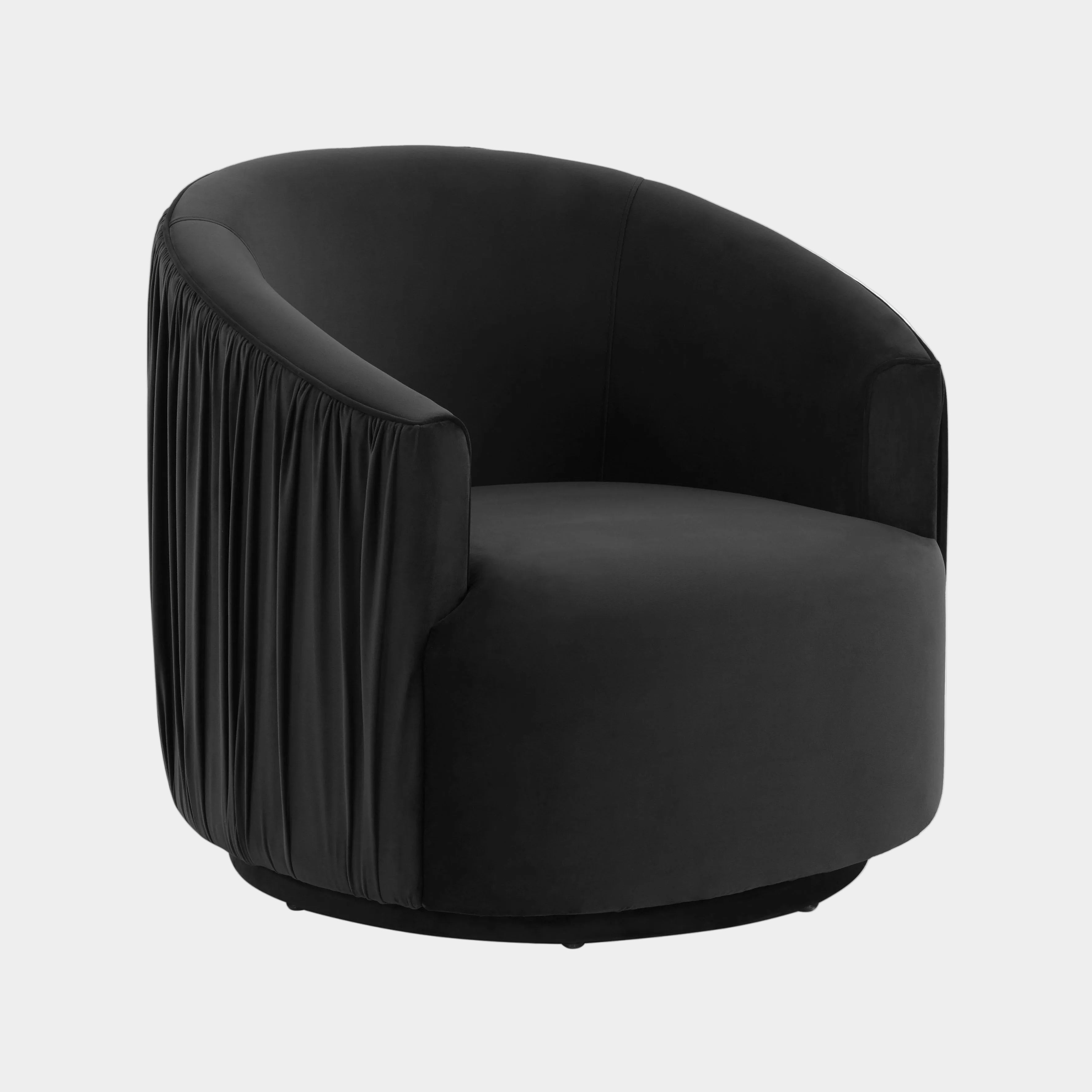 London Pleated Performance Velvet Swivel Accent Chair