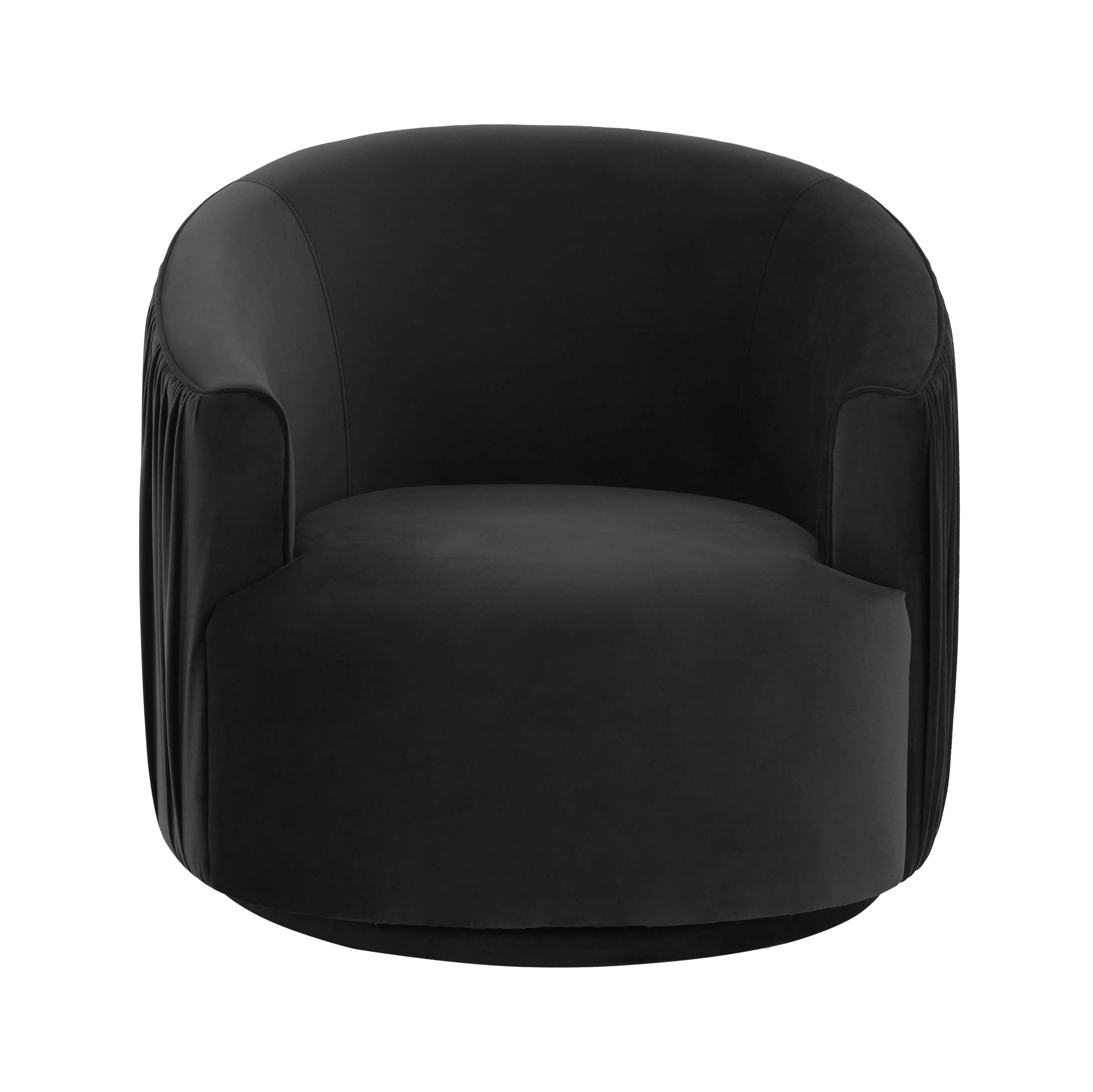 London Pleated Performance Velvet Swivel Accent Chair