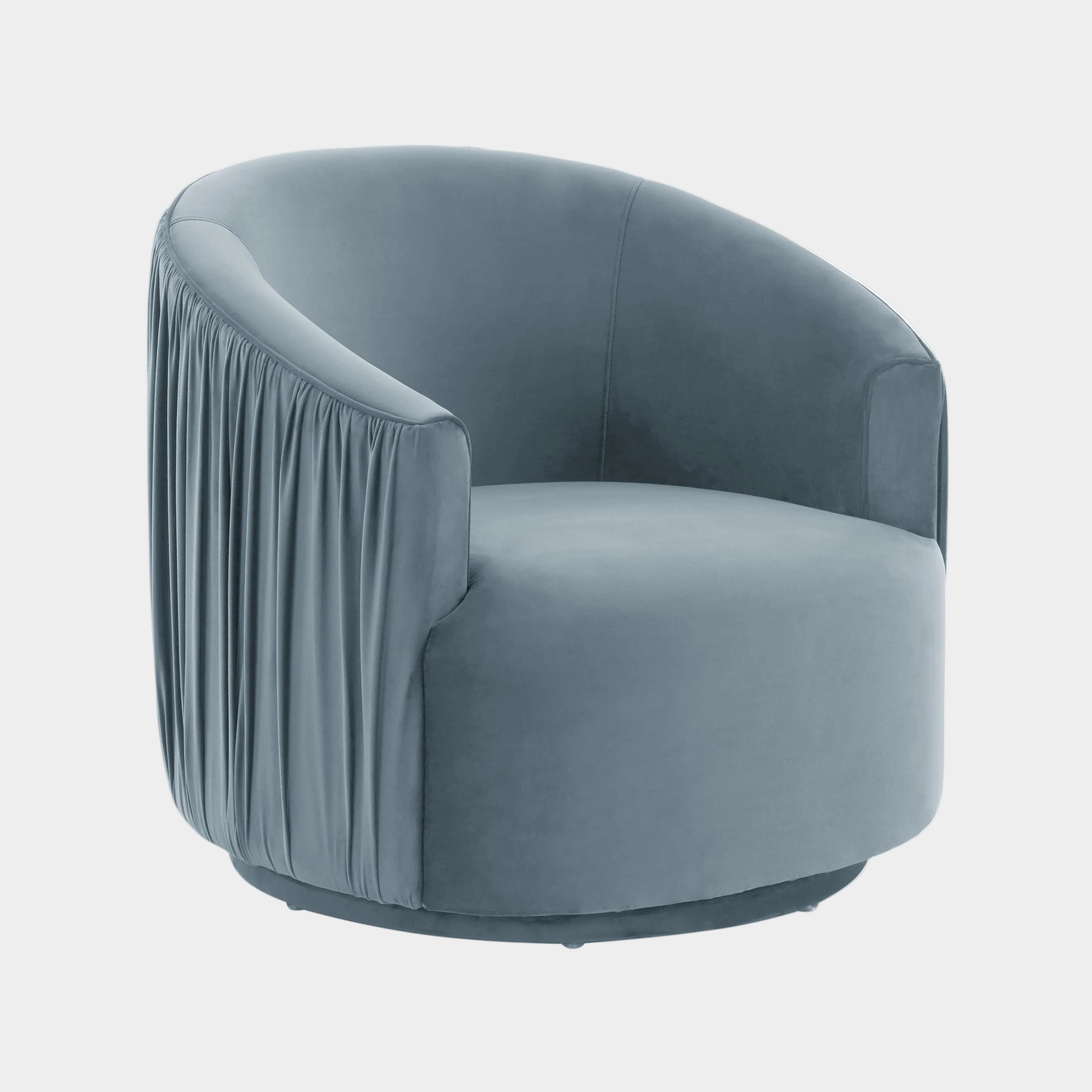 London Pleated Performance Velvet Swivel Accent Chair