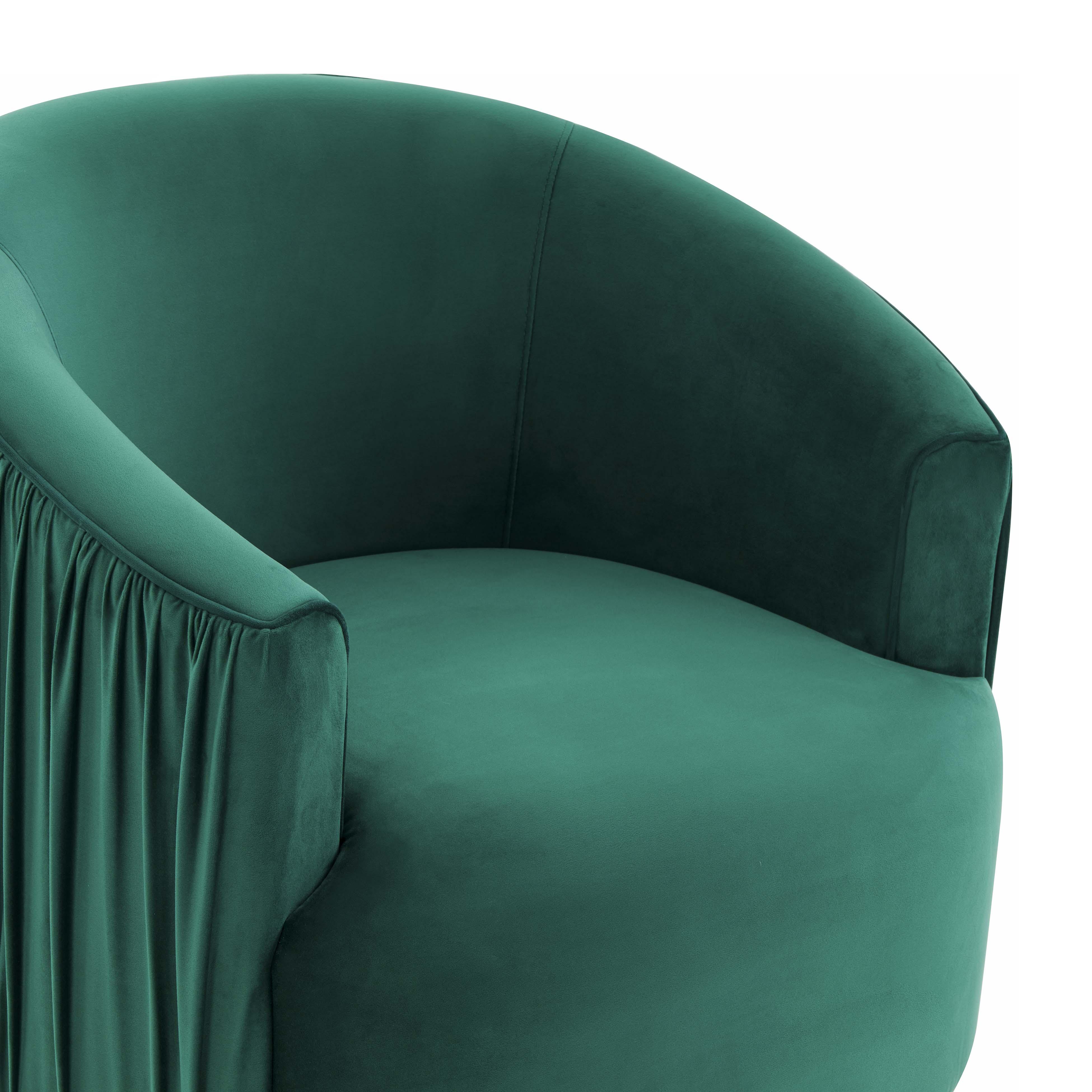 London Pleated Performance Velvet Swivel Accent Chair