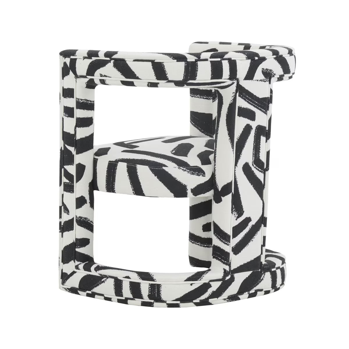 Ada Velvet Chair in Black Brushstroke Pattern