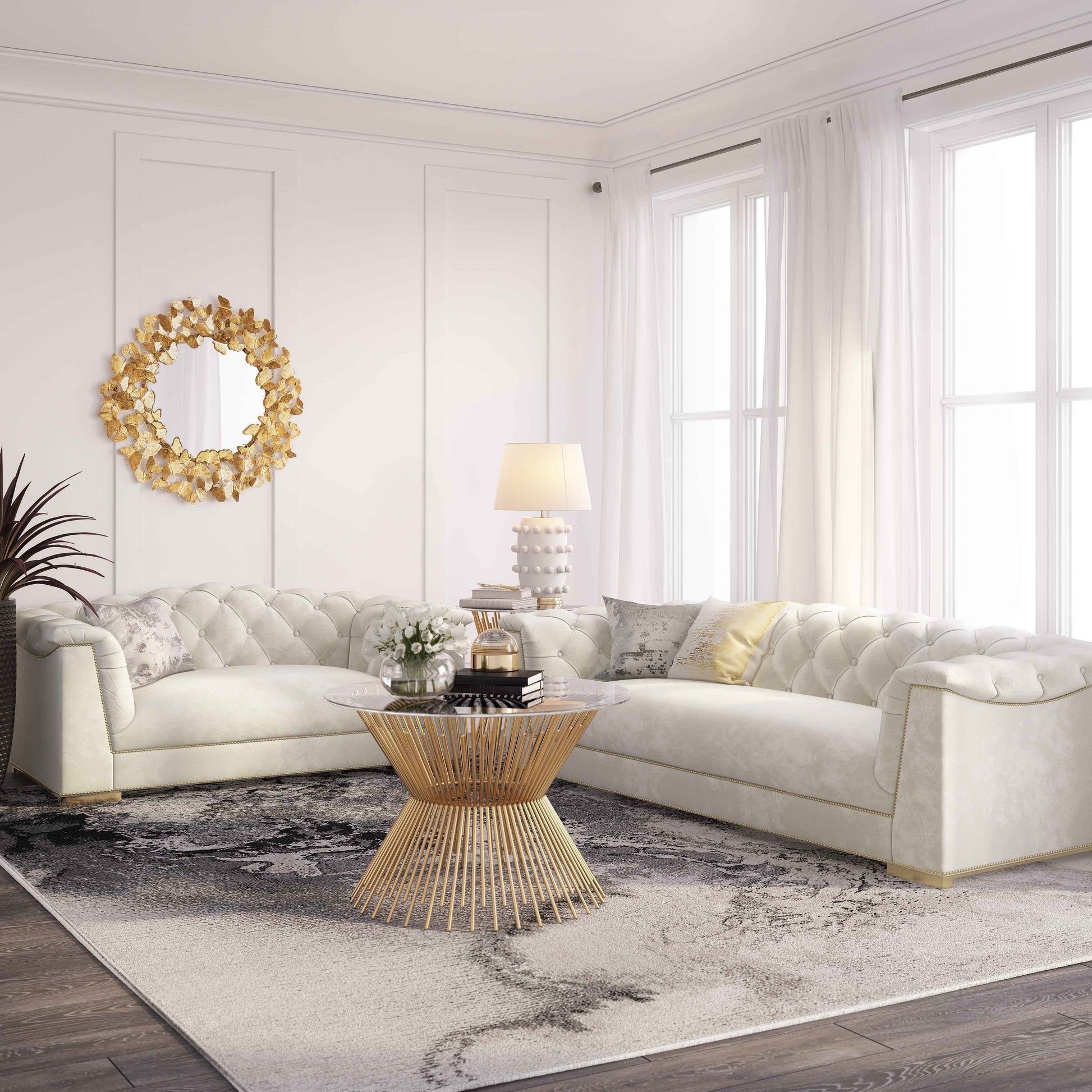 Farah Cream Velvet Sofa By Inspire Me! Home Decor