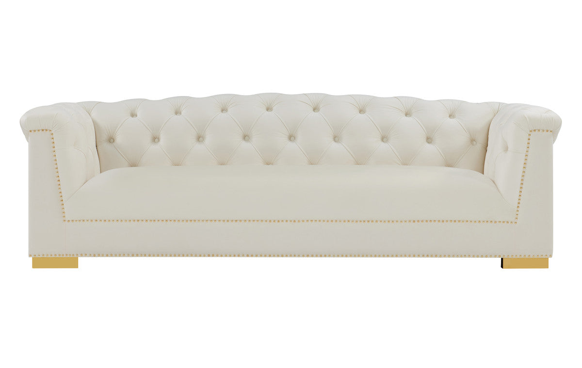 Farah Cream Velvet Sofa By Inspire Me! Home Decor