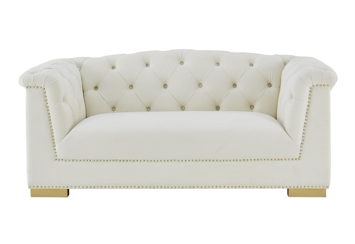 Farah Cream Velvet Loveseat by Inspire Me! Home Decor