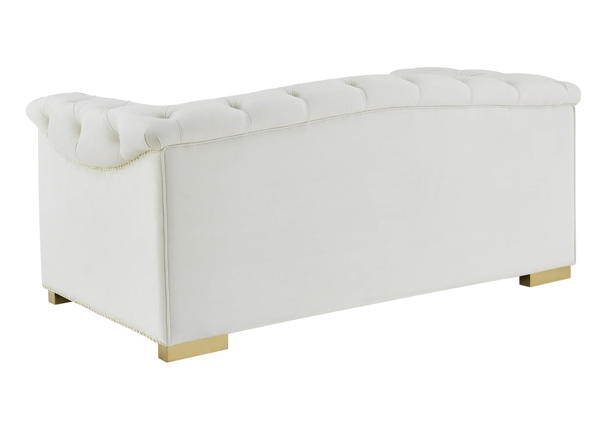 Farah Cream Velvet Loveseat by Inspire Me! Home Decor