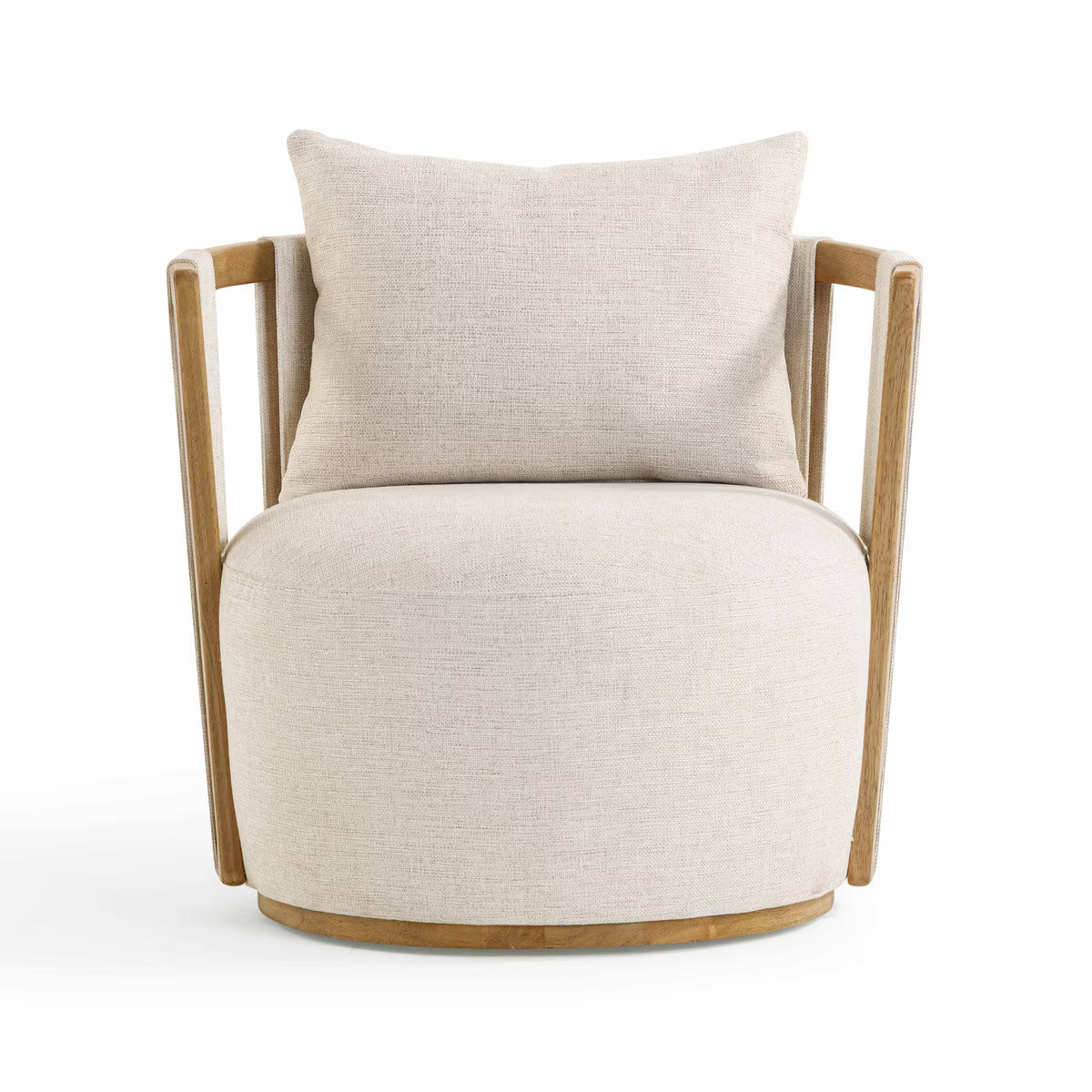 Paolo Cream Textured Weave Swivel Chair