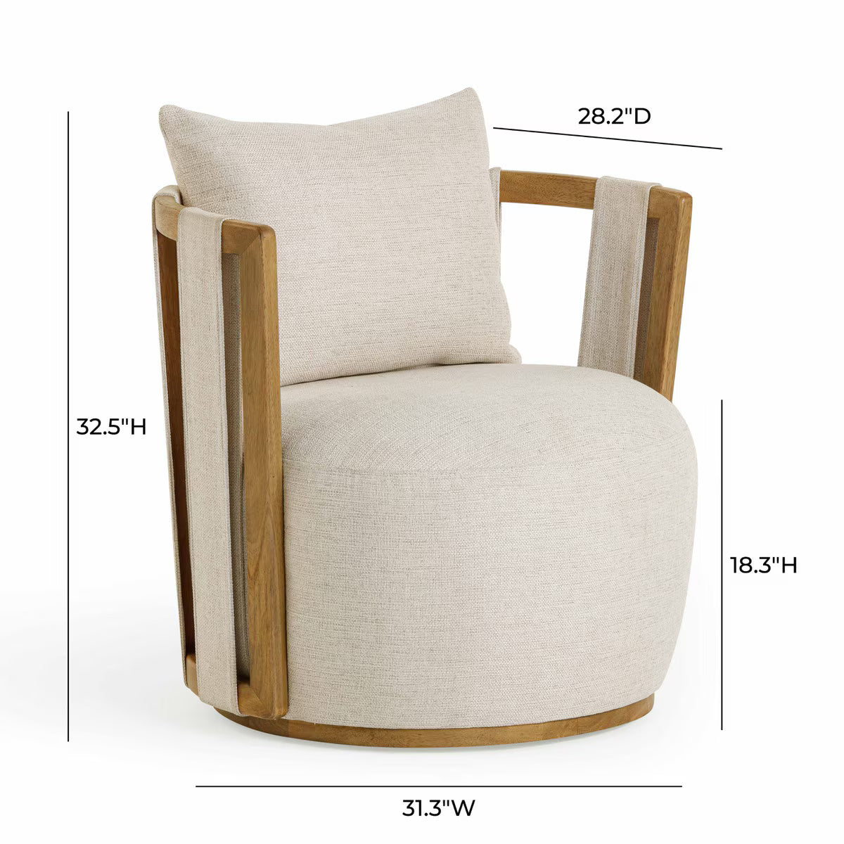 Paolo Cream Textured Weave Swivel Chair