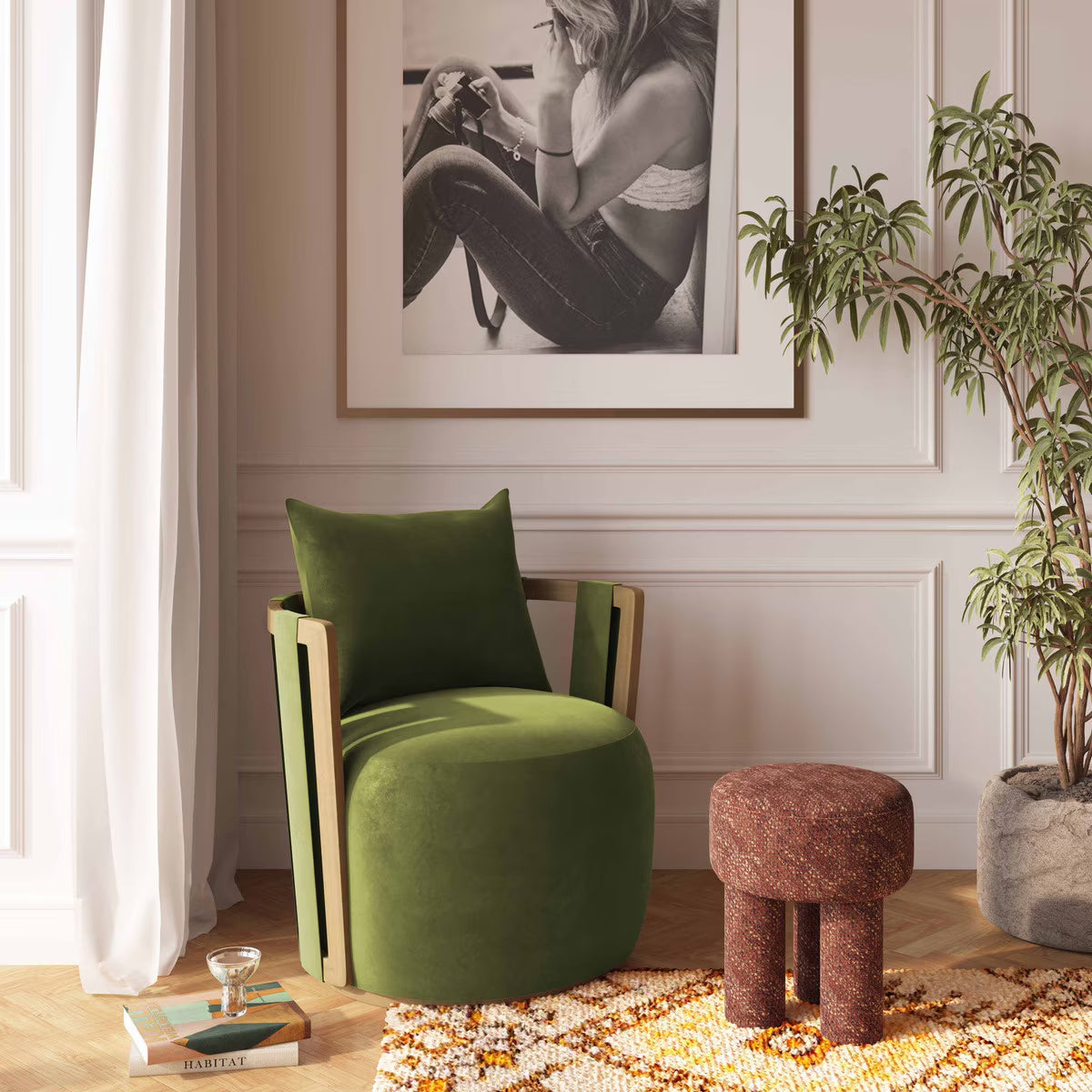 Paolo Upcycled Fabric Swivel Chair