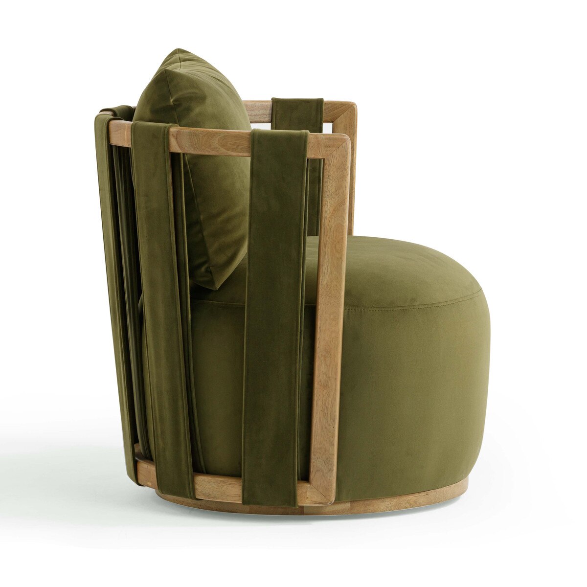 Paolo Green Upcycled Distressed Velvet Swivel Chair