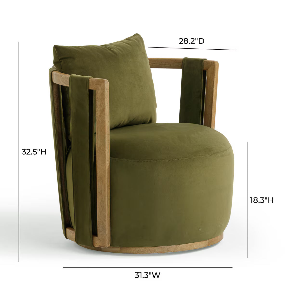 Paolo Green Upcycled Distressed Velvet Swivel Chair