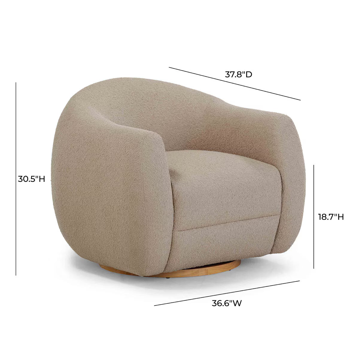 Judy Light Brown Boucle Swivel Chair