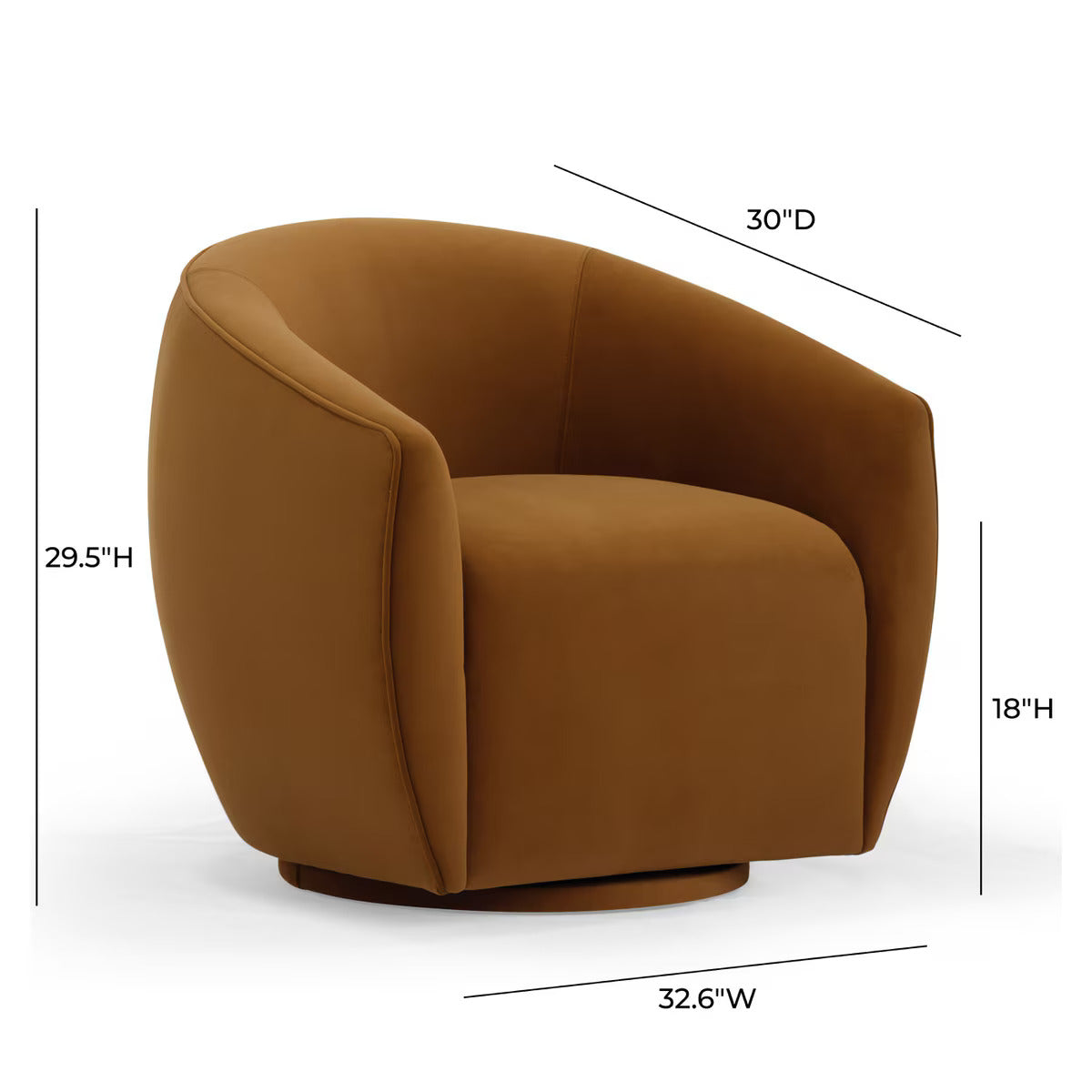 Jordan Cognac Velvet Swivel Chair