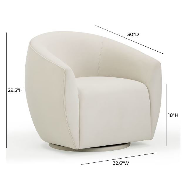 Jordan Cream Velvet Swivel Chair