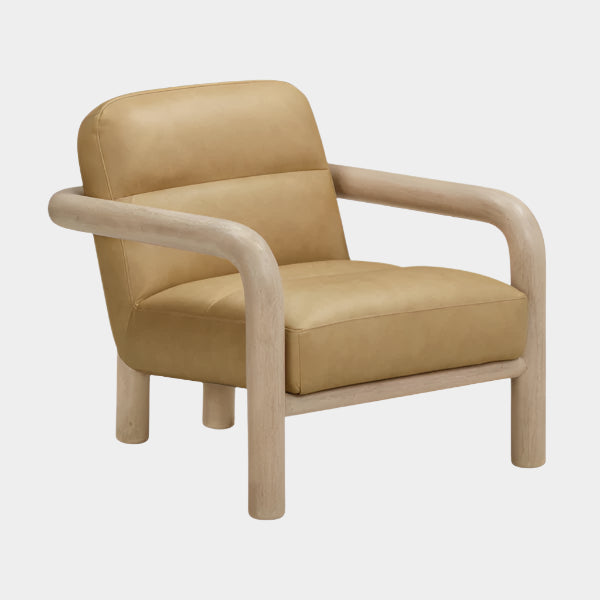 Bekah Tan Genuine Leather Accent Chair