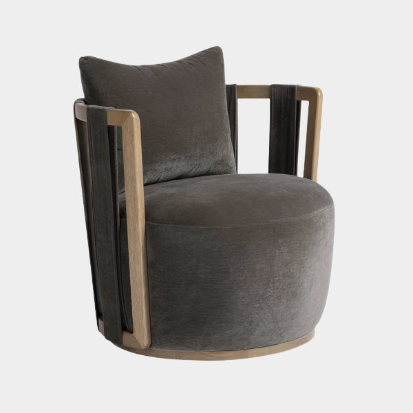 Paolo Upcycled Fabric Swivel Chair