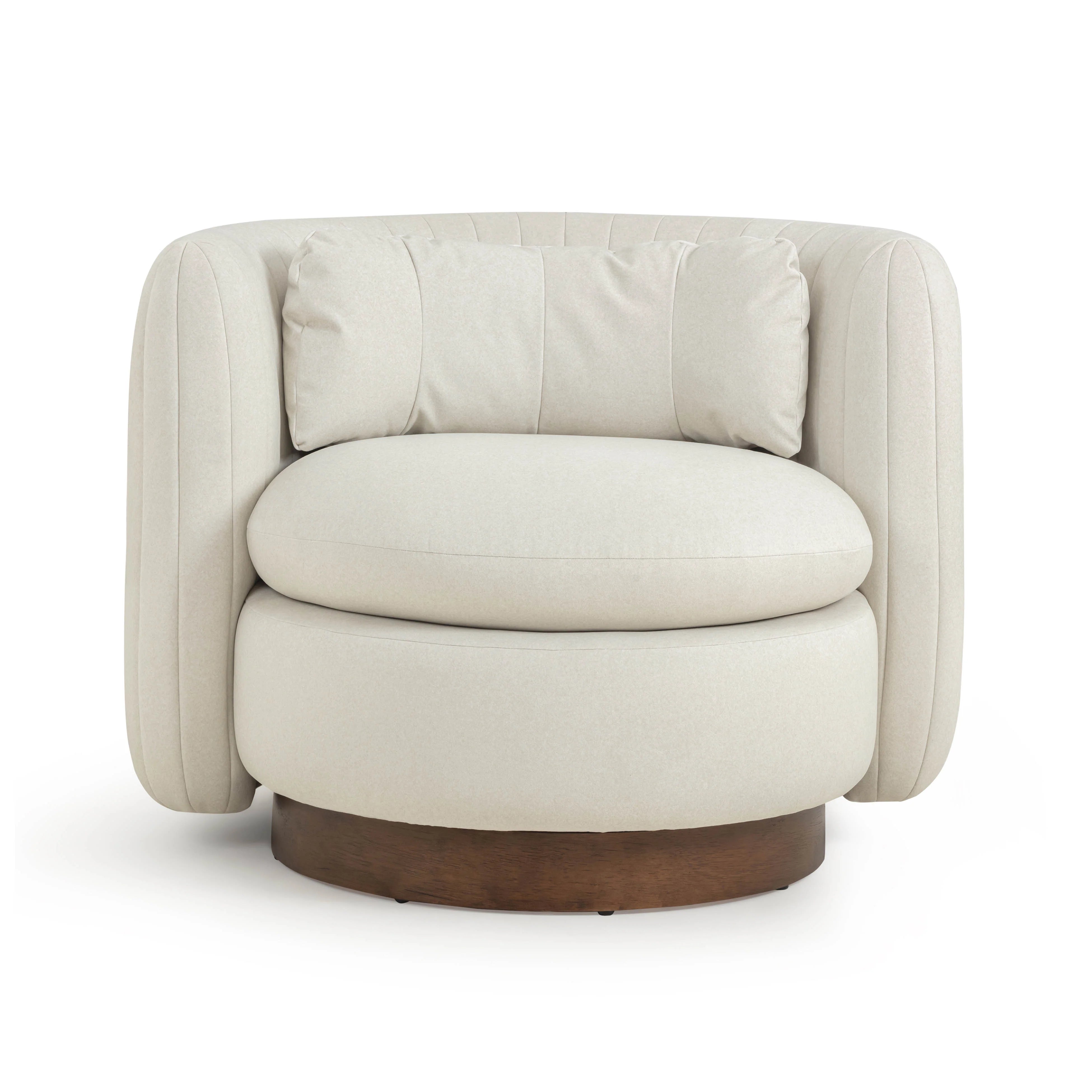 Nura Cream Performance Vegan Mohair Swivel Accent Chair