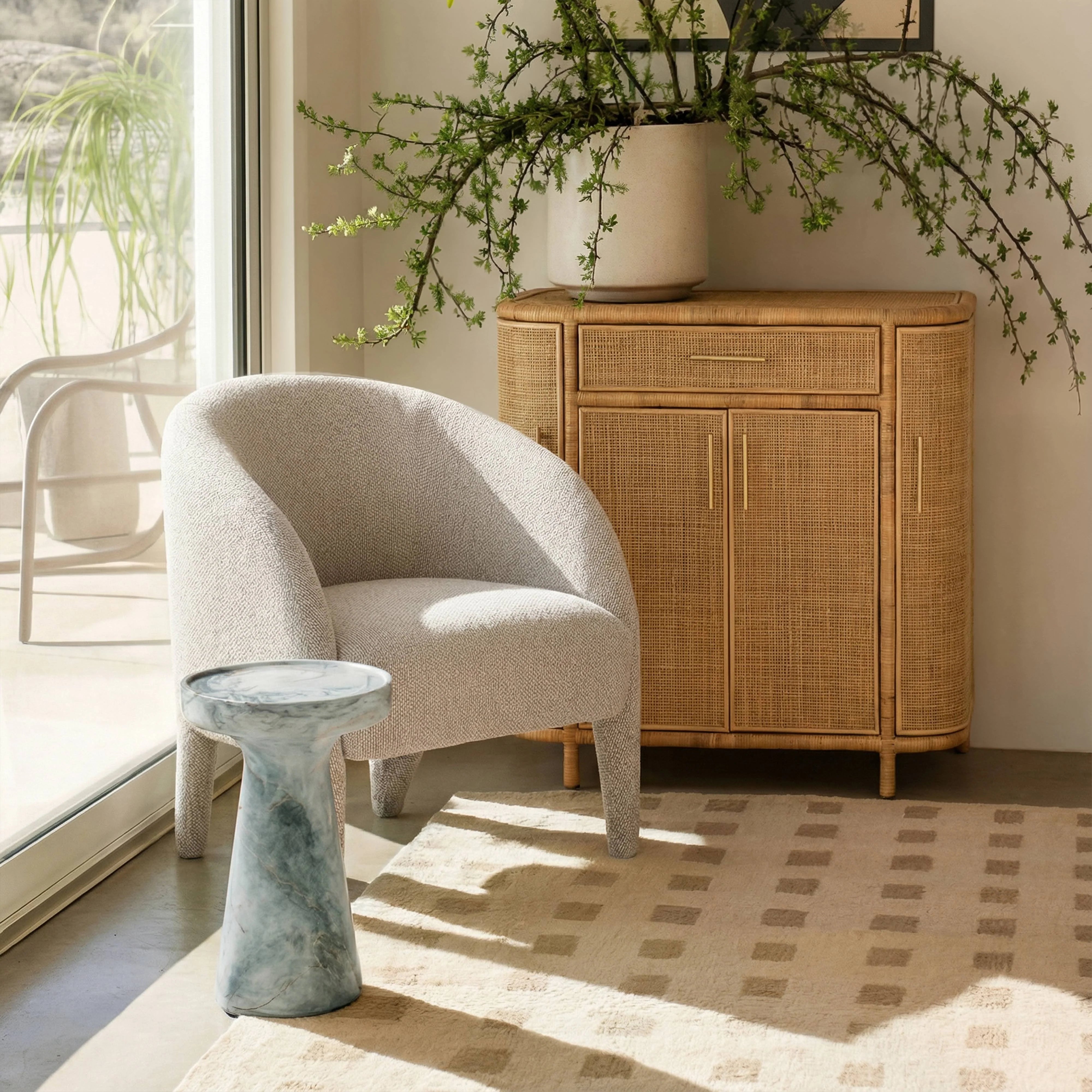 Kris Warm Grey Performance Boucle Accent Chair