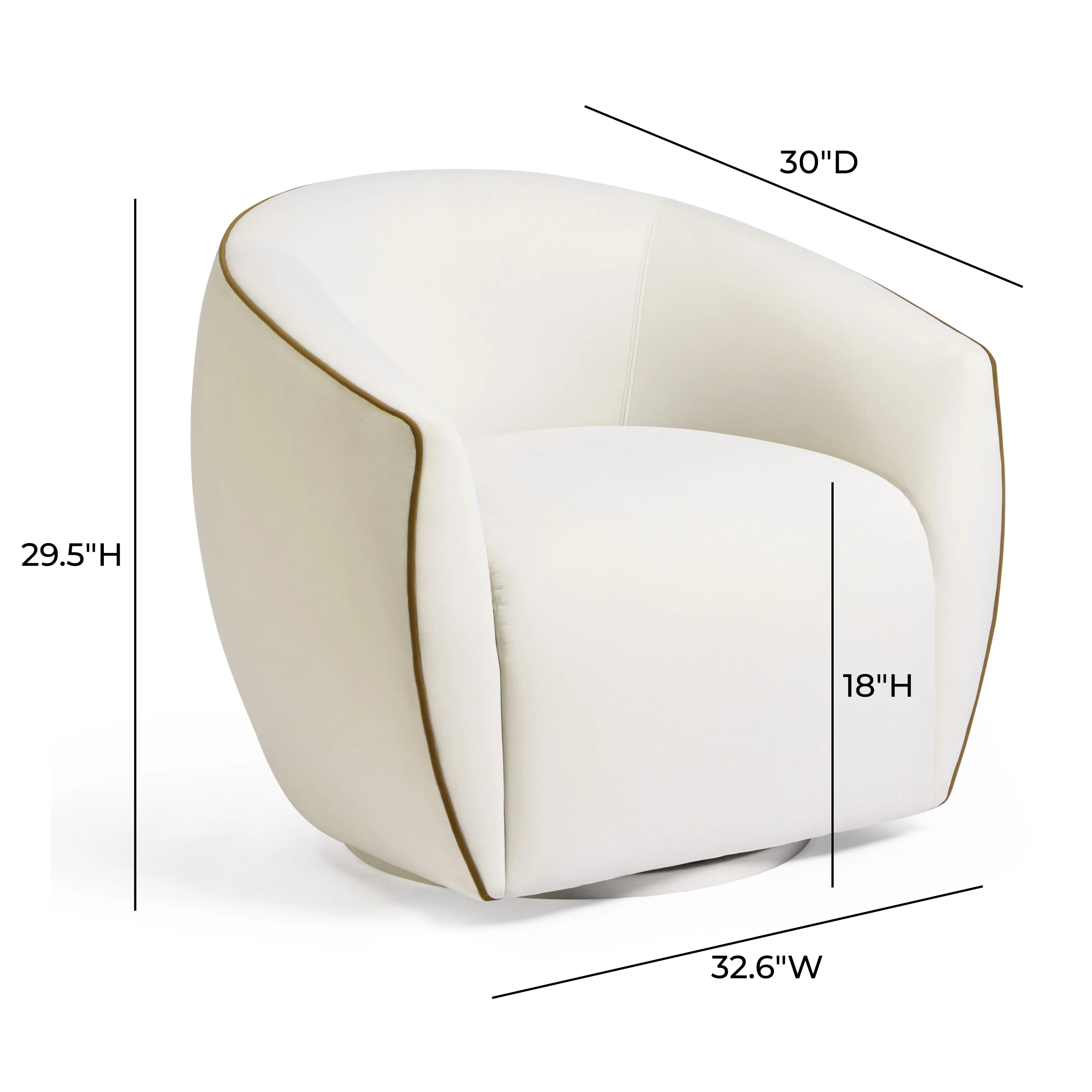 Jordan Contrast Piping Performance Velvet Swivel Accent Chair