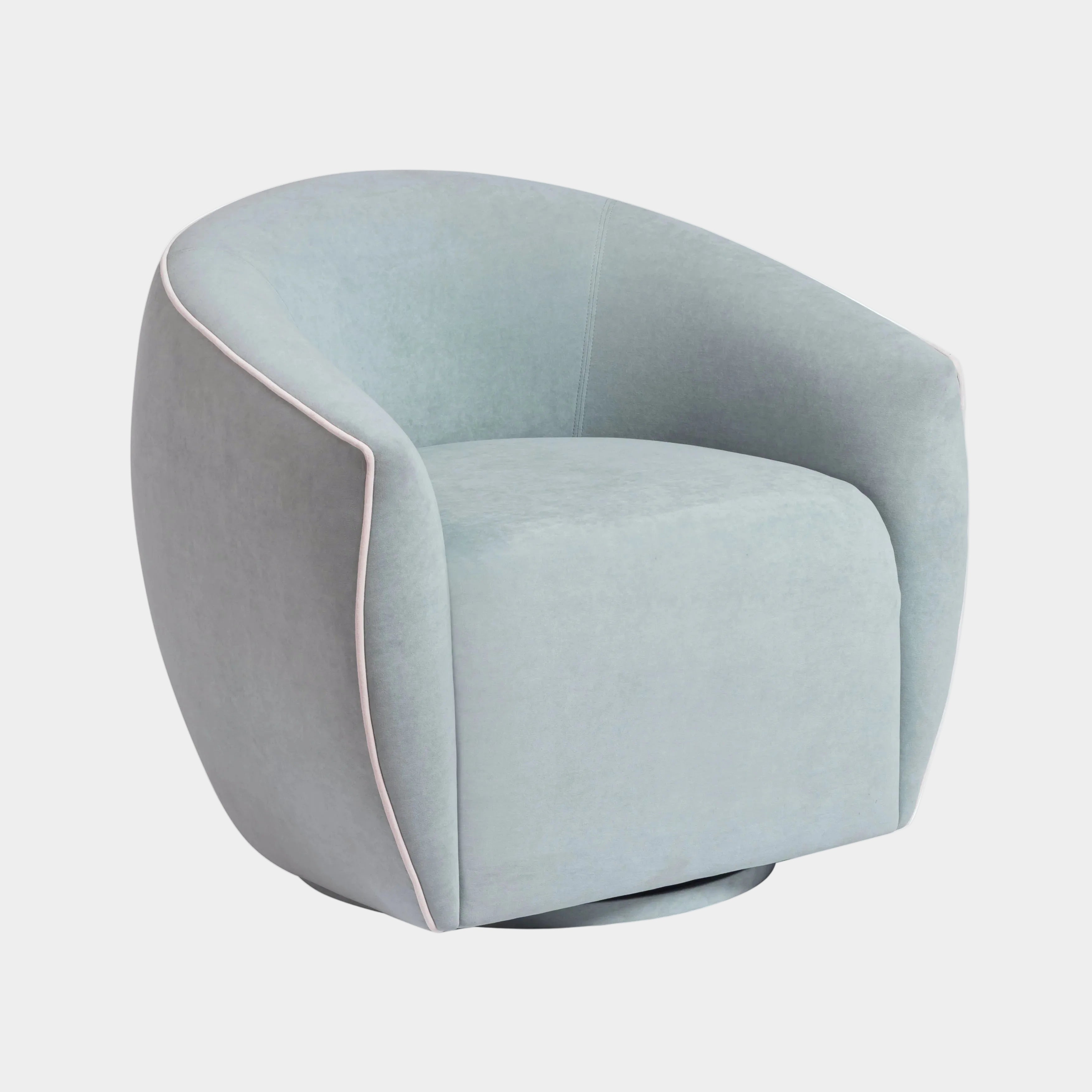 Jordan Contrast Piping Performance Velvet Swivel Accent Chair