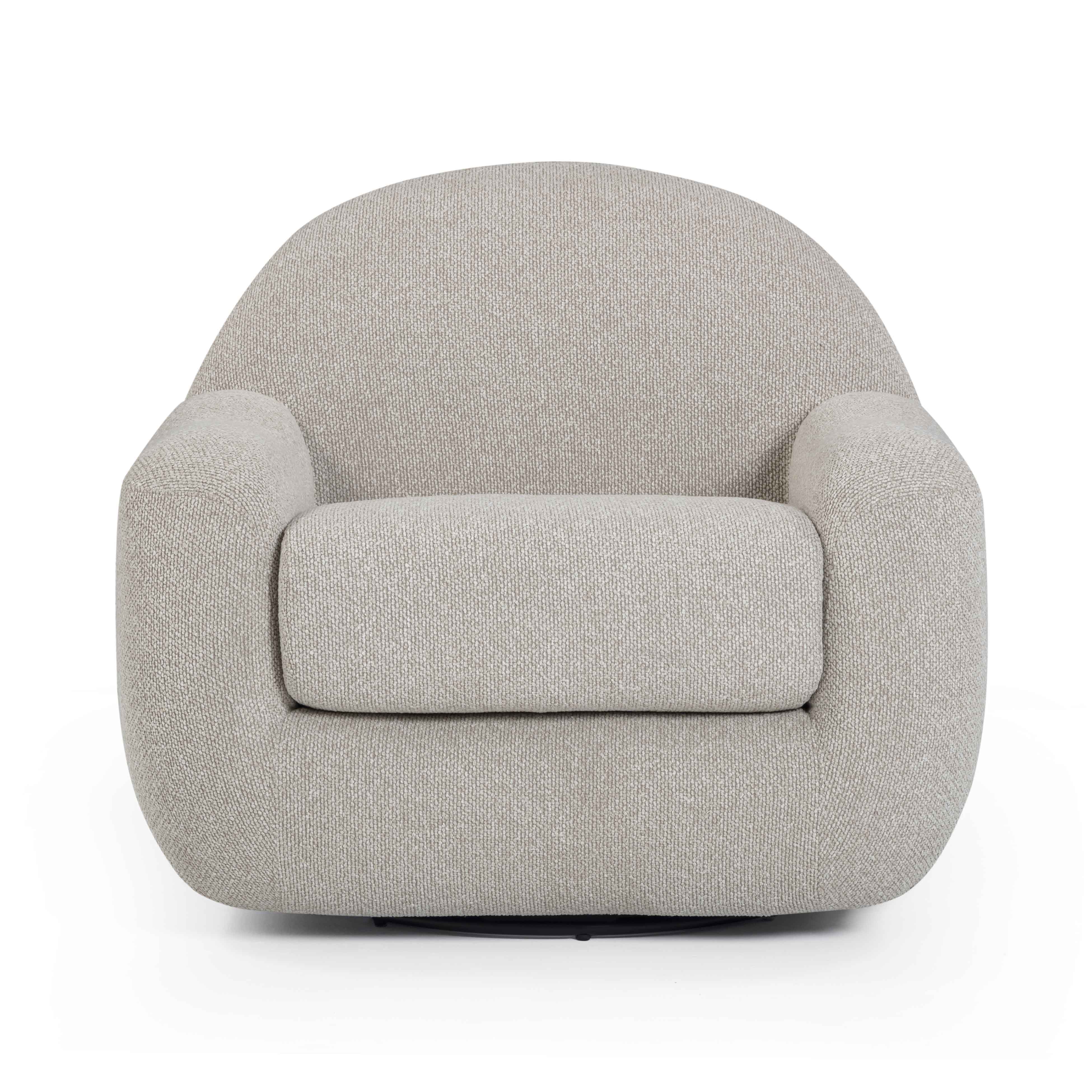 Tiago Warm Grey Performance Boucle Swivel Accent Chair