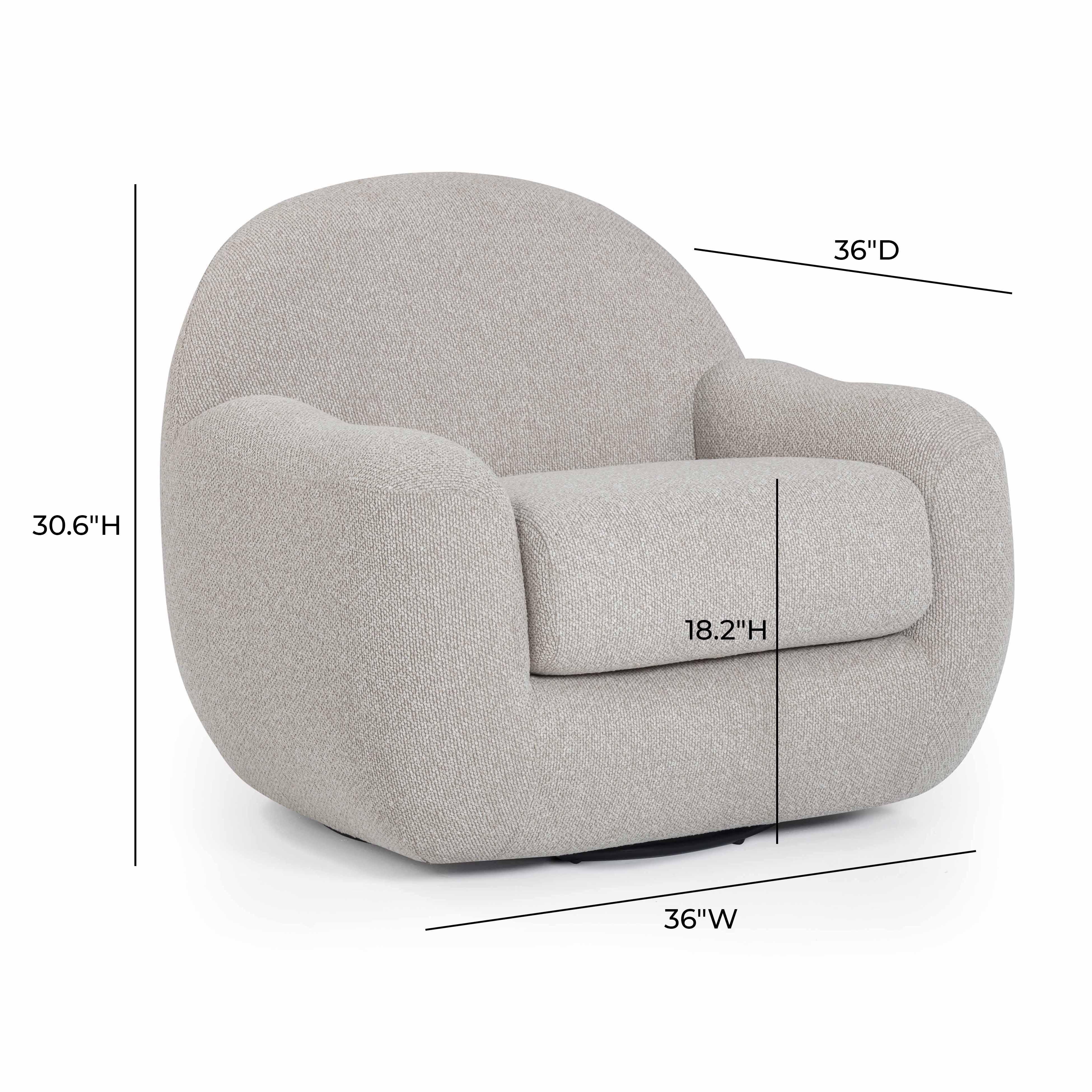 Tiago Warm Grey Performance Boucle Swivel Accent Chair