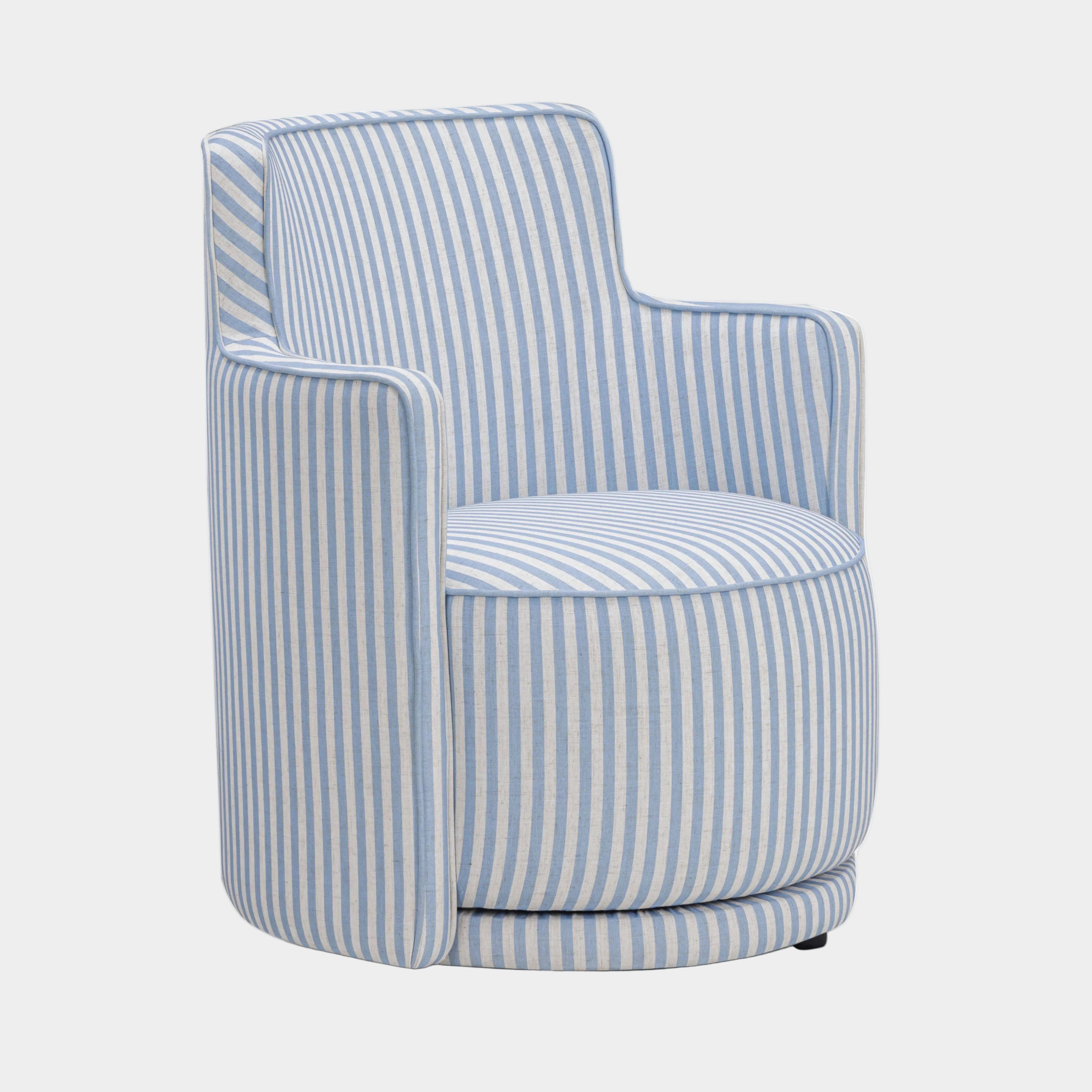 Passe Striped Linen Swivel Chair